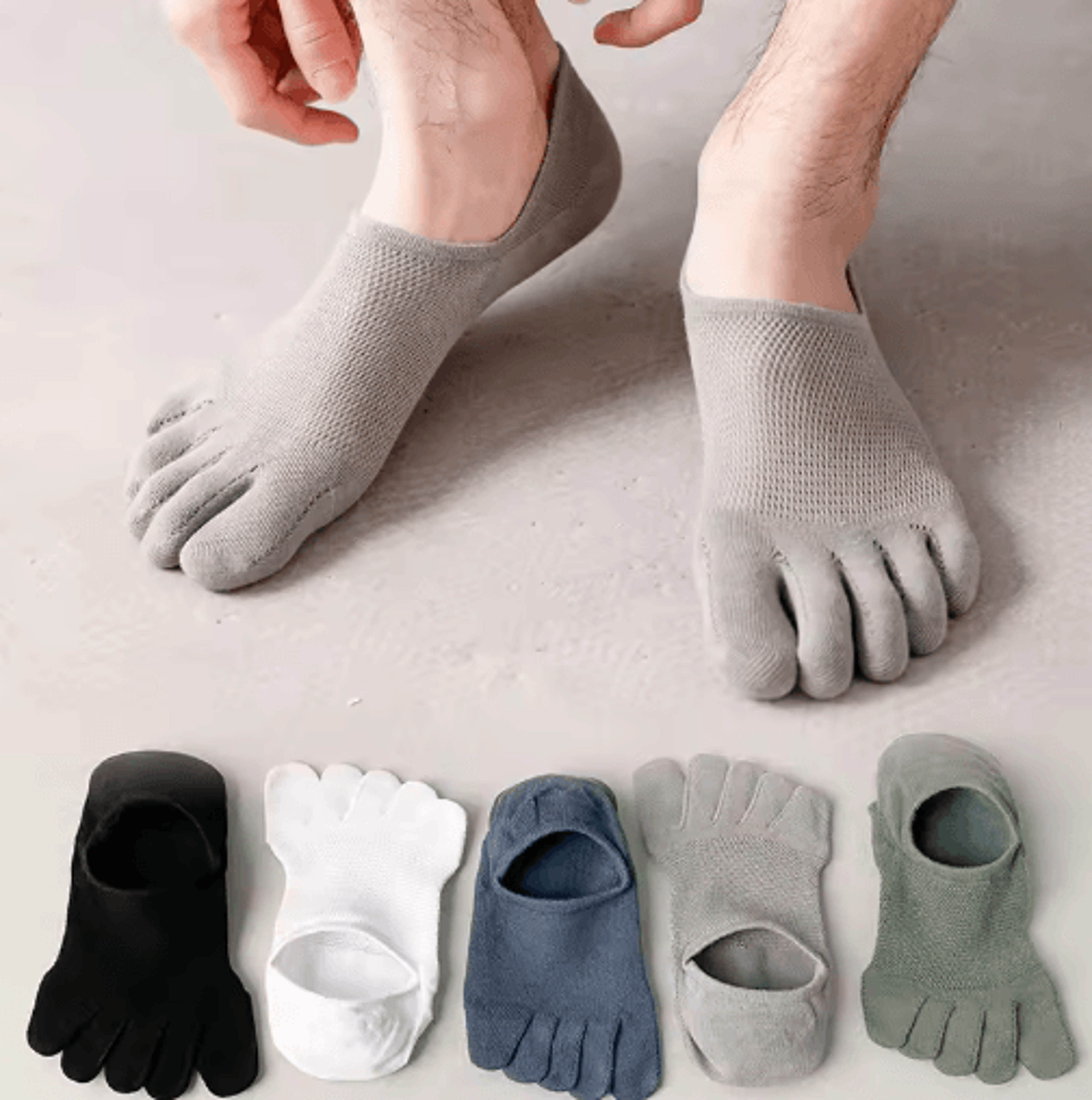 5 Pairs Invisible Toe Socks  Breathable Cotton Five Finger NoShow Socks 9