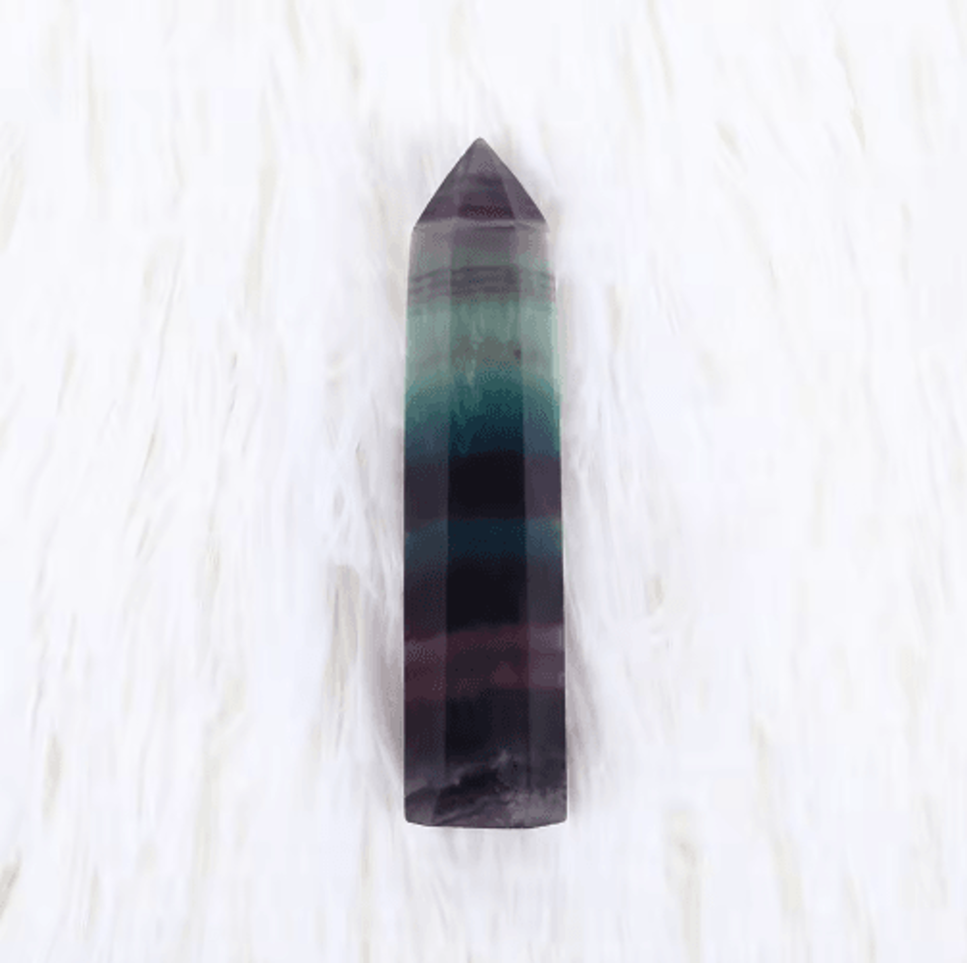 Natural Fluorite Crystal Wand  Colorful Striped Healing Quartz Point 47CM 2