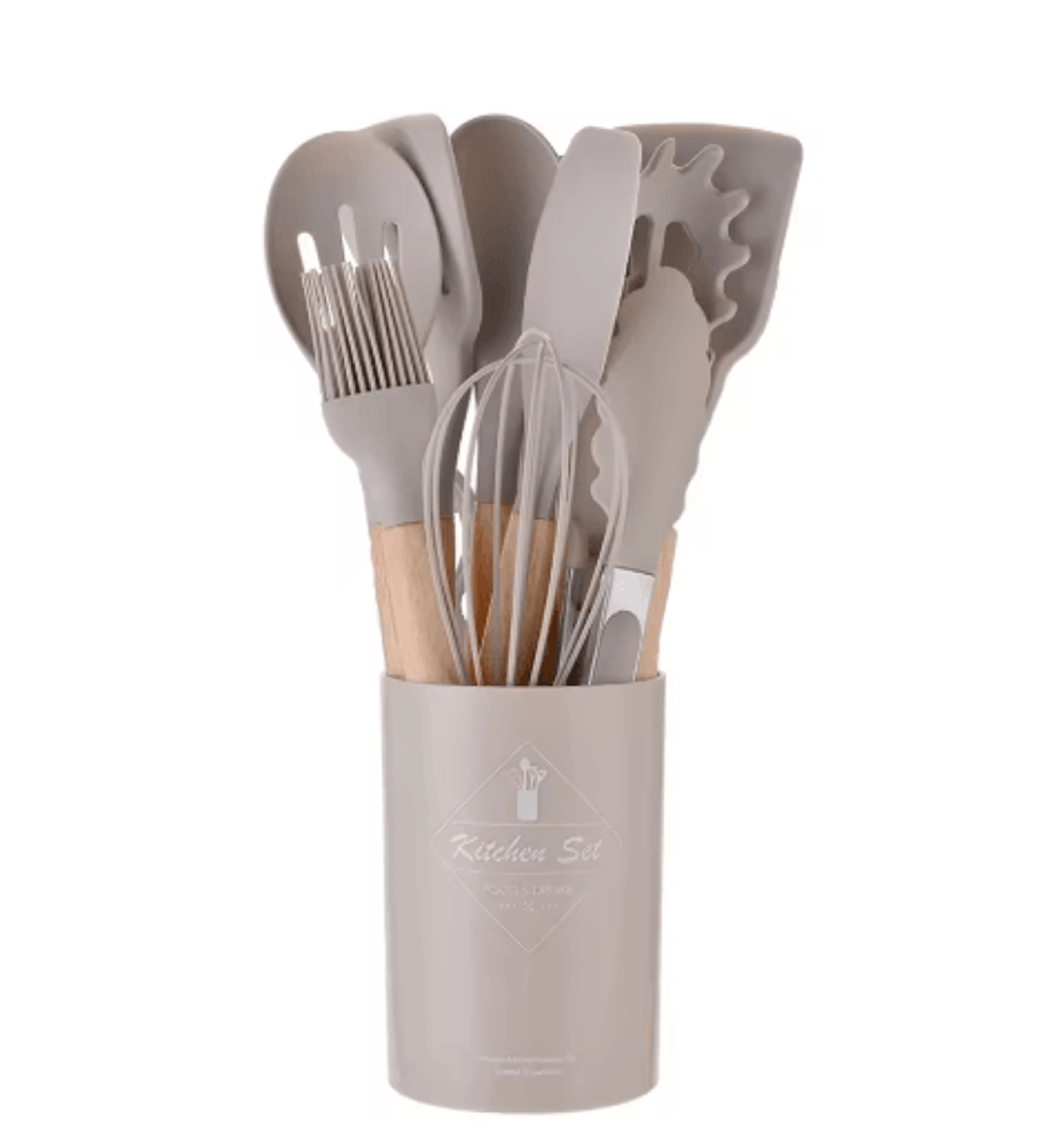 12Piece Silicone Kitchen Utensil Set  NonStick Cooking Tools With Wooden Handles 1