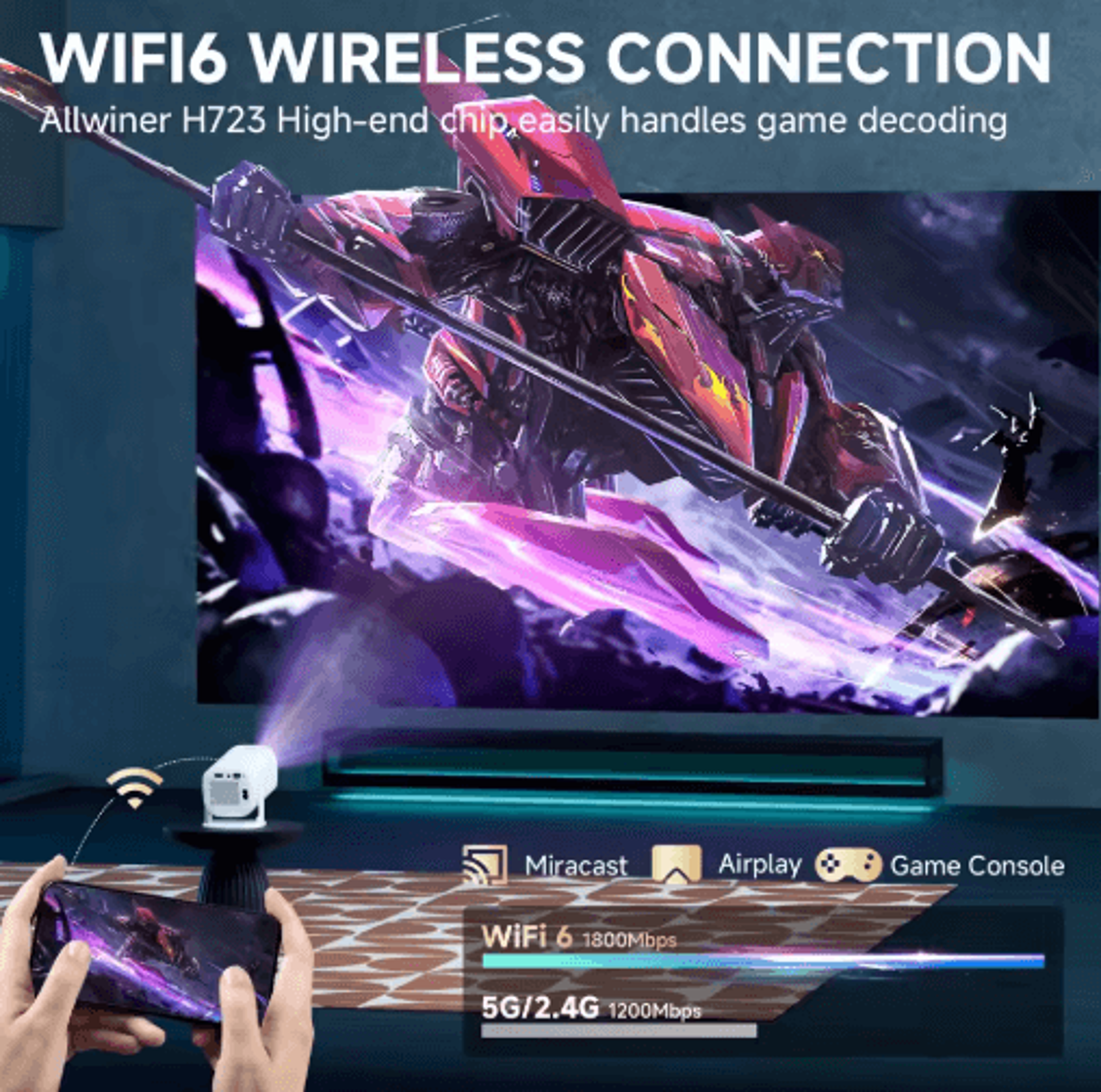 P30PRO Mini Smart Projector  4K Supported WiFi 6 Portable Home Theater 3