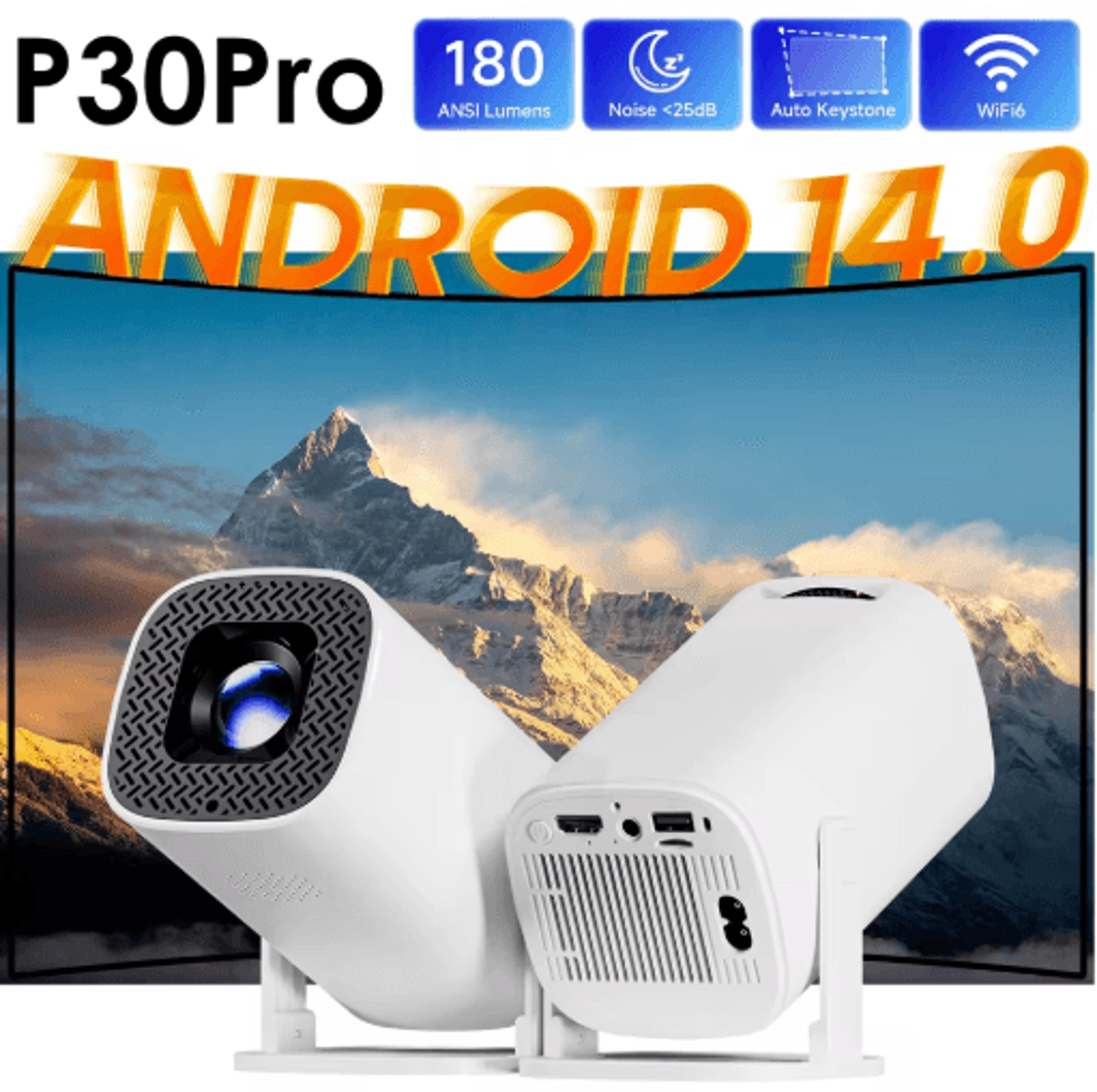P30PRO Mini Smart Projector  4K Supported WiFi 6 Portable Home Theater 0
