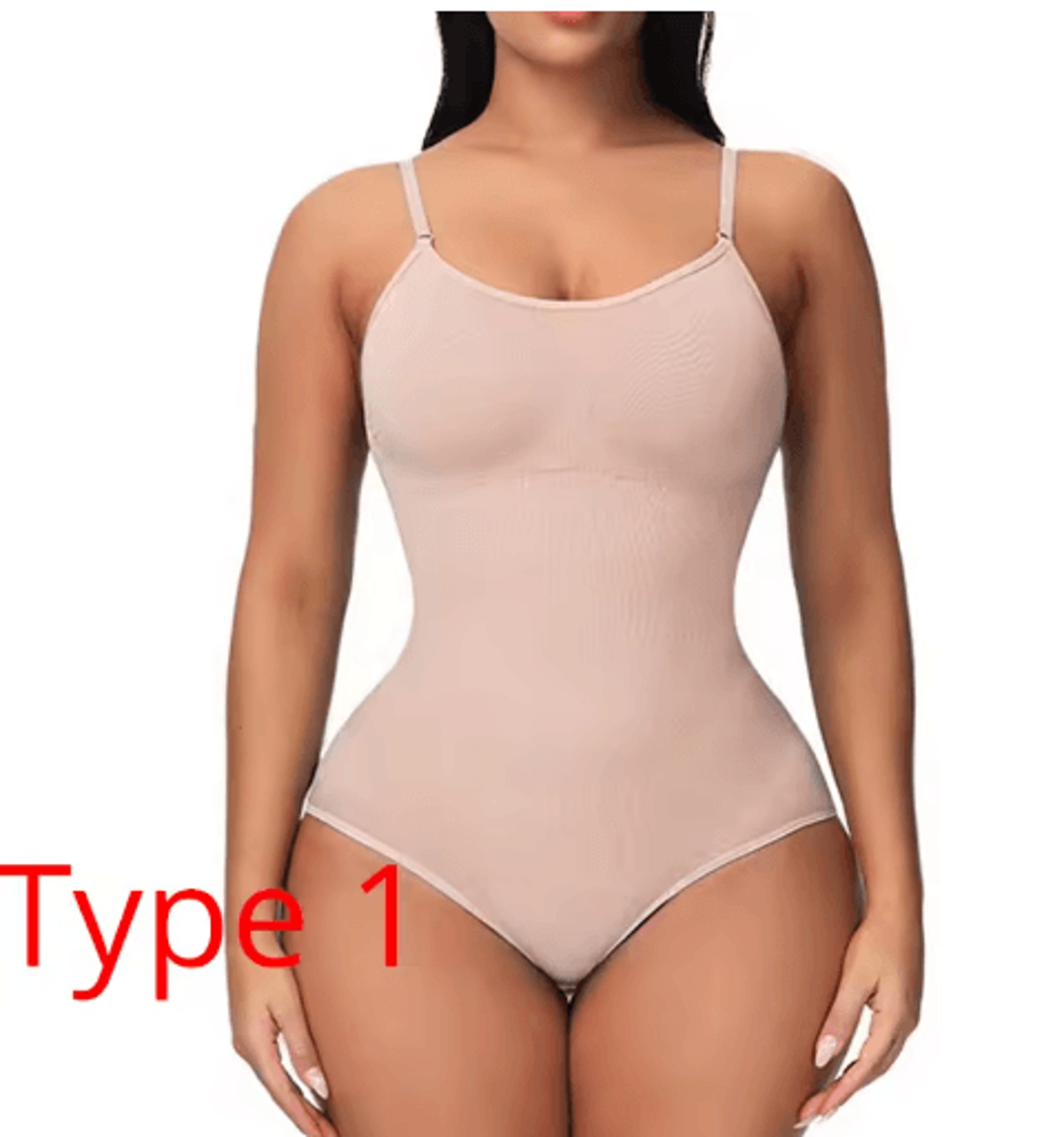 Womens VNeck Spaghetti Strap Bodysuit  Slimming Compression Shapewear 1