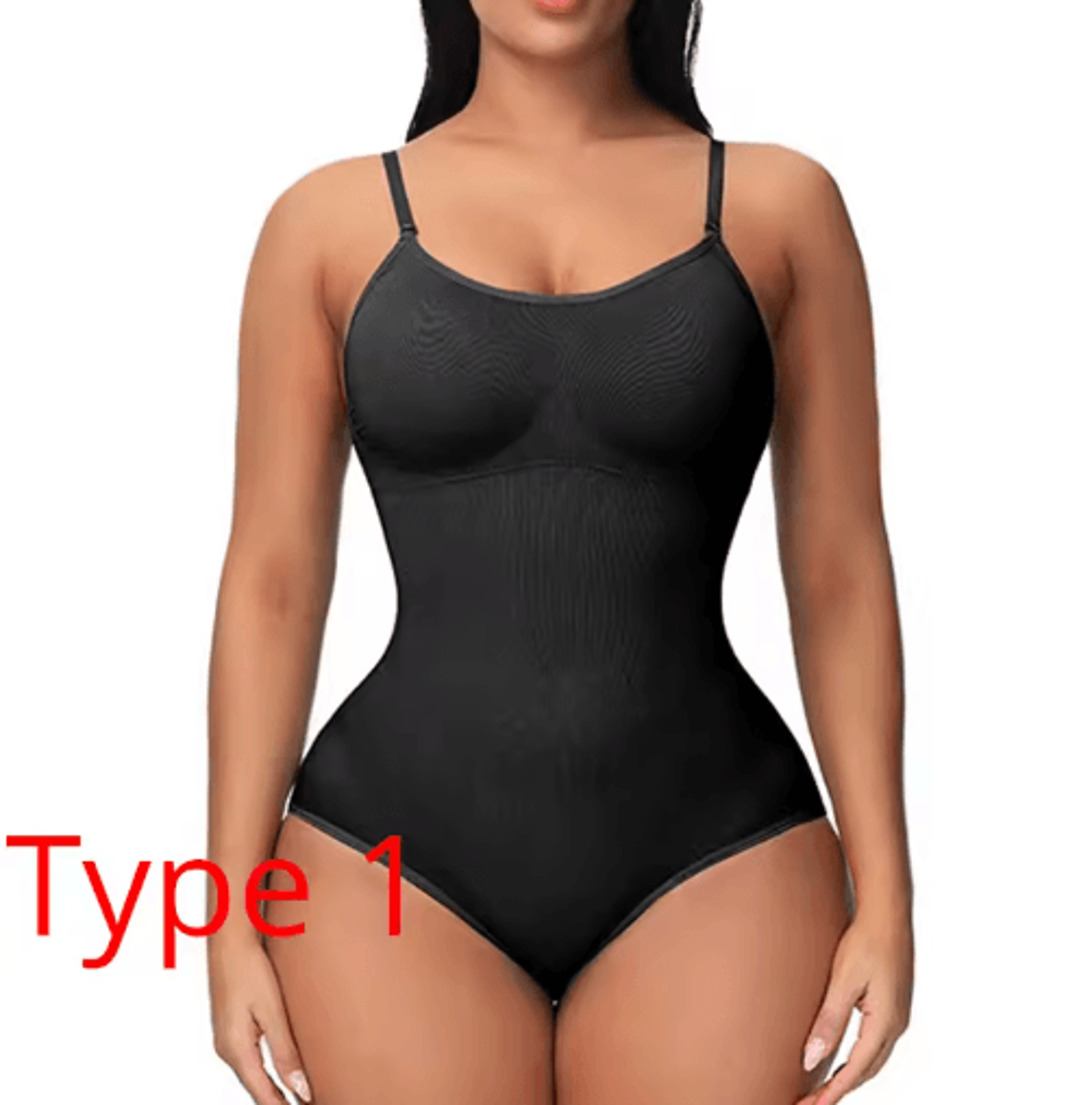 Womens VNeck Spaghetti Strap Bodysuit  Slimming Compression Shapewear 2