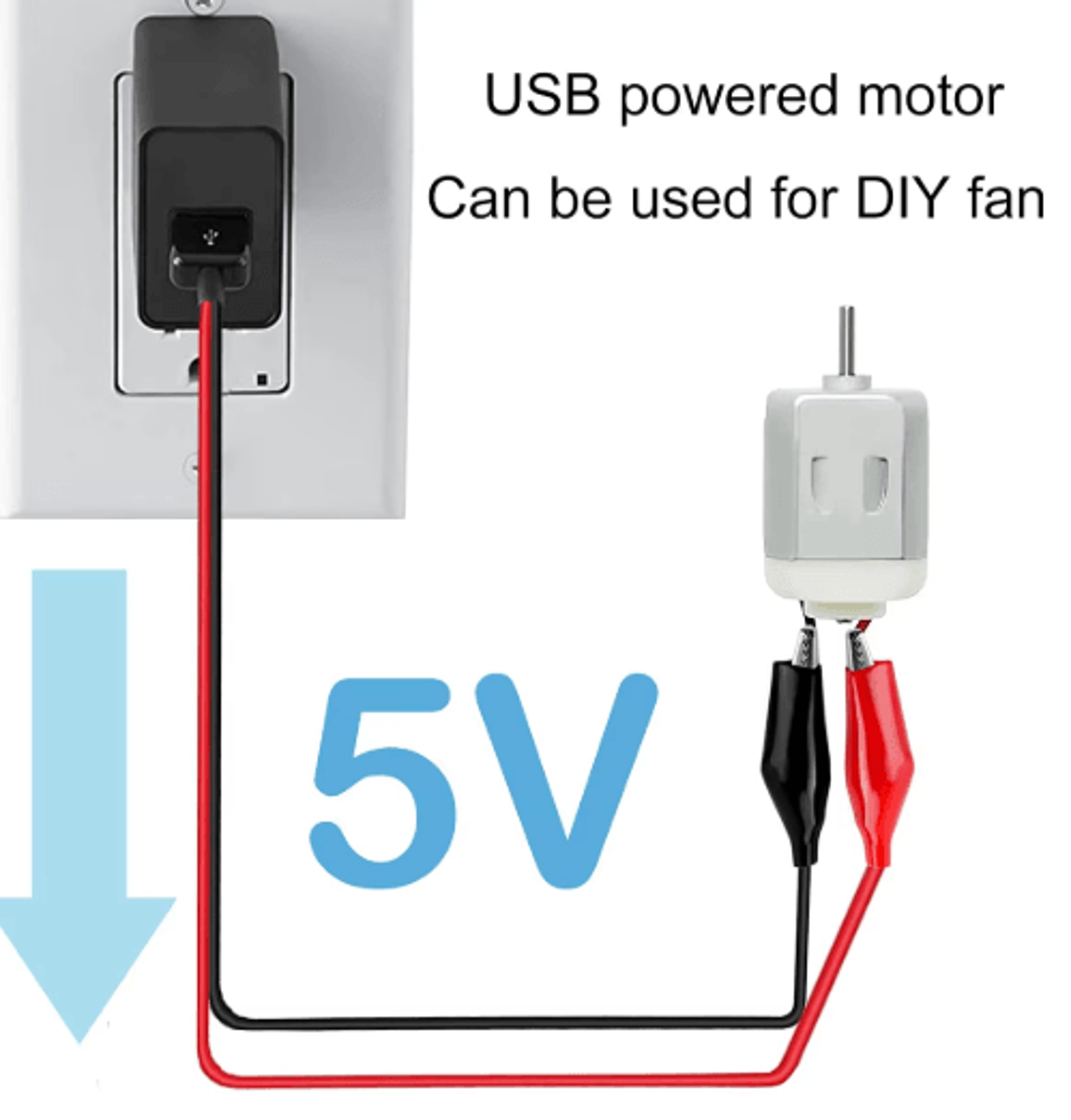 Alligator Clip To USB Cable  Copper Test Lead Power Supply Connector TypeA Male 3