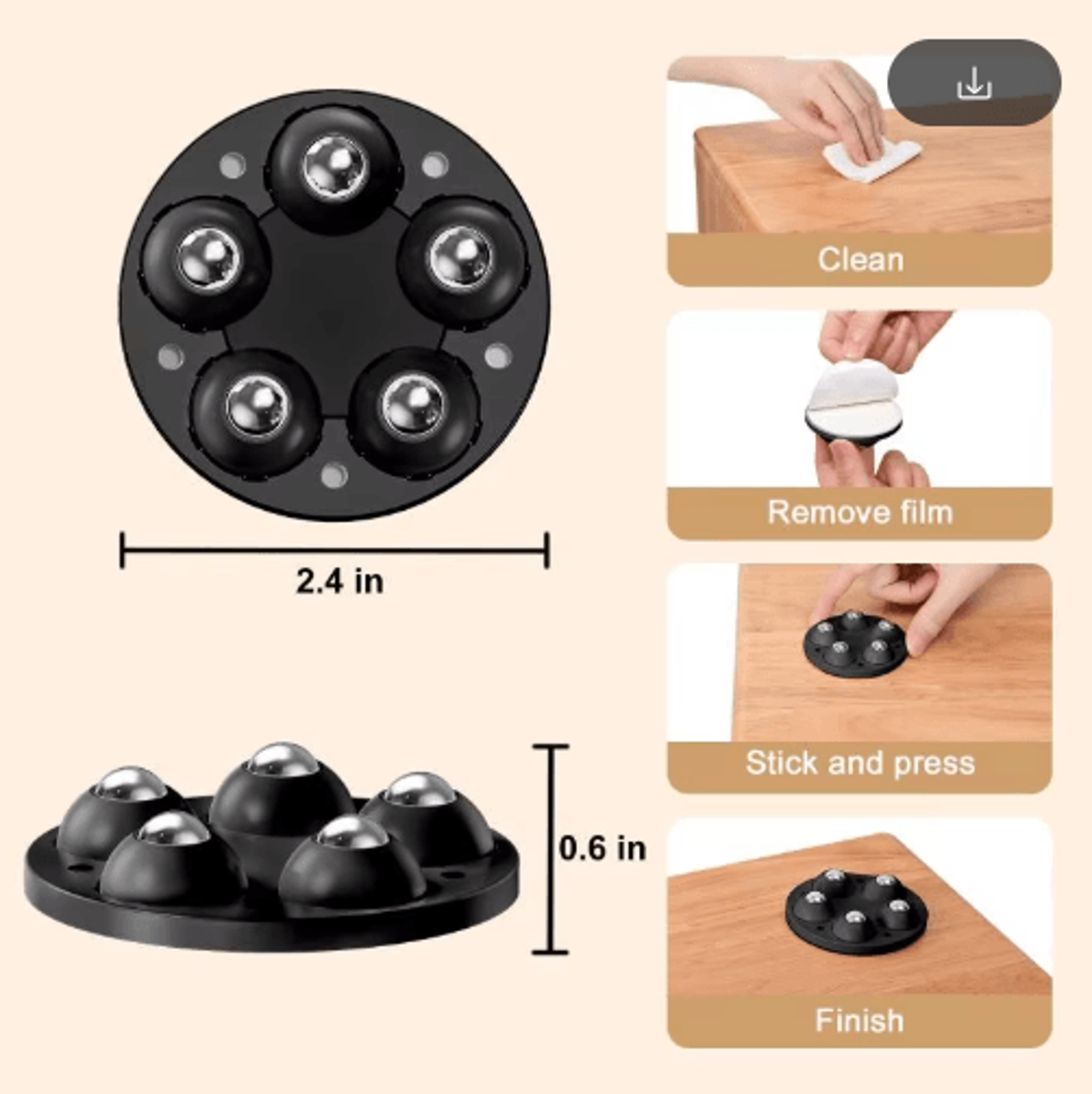 4PCS Adjustable Furniture Riser With Wheels  Movable HeavyDuty Appliance  Sofa Lifter Pads 7