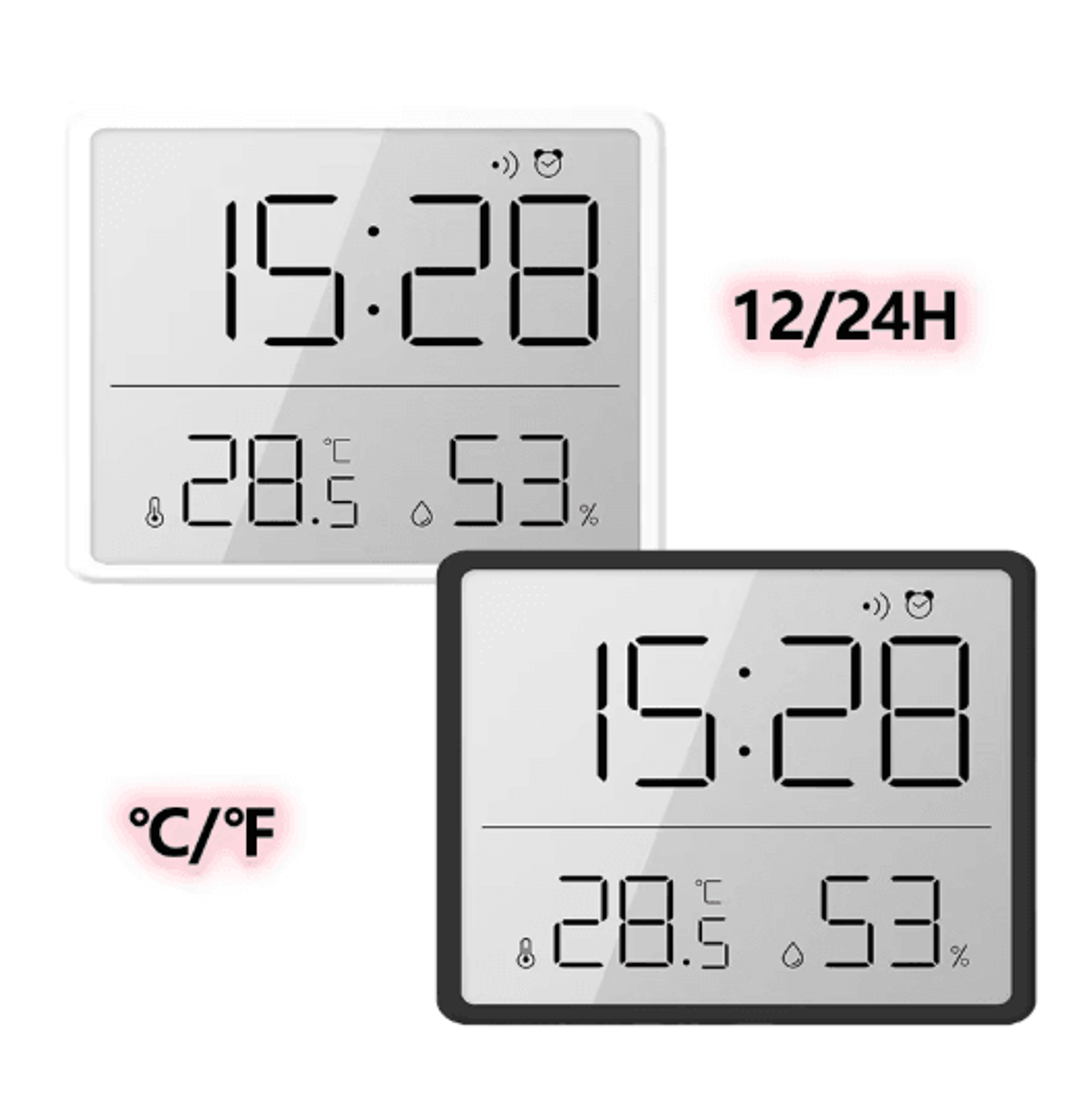 Ultra Thin Digital Alarm Clock With Temperature  Hygrometer LCD Magnetic Desk Clock 6