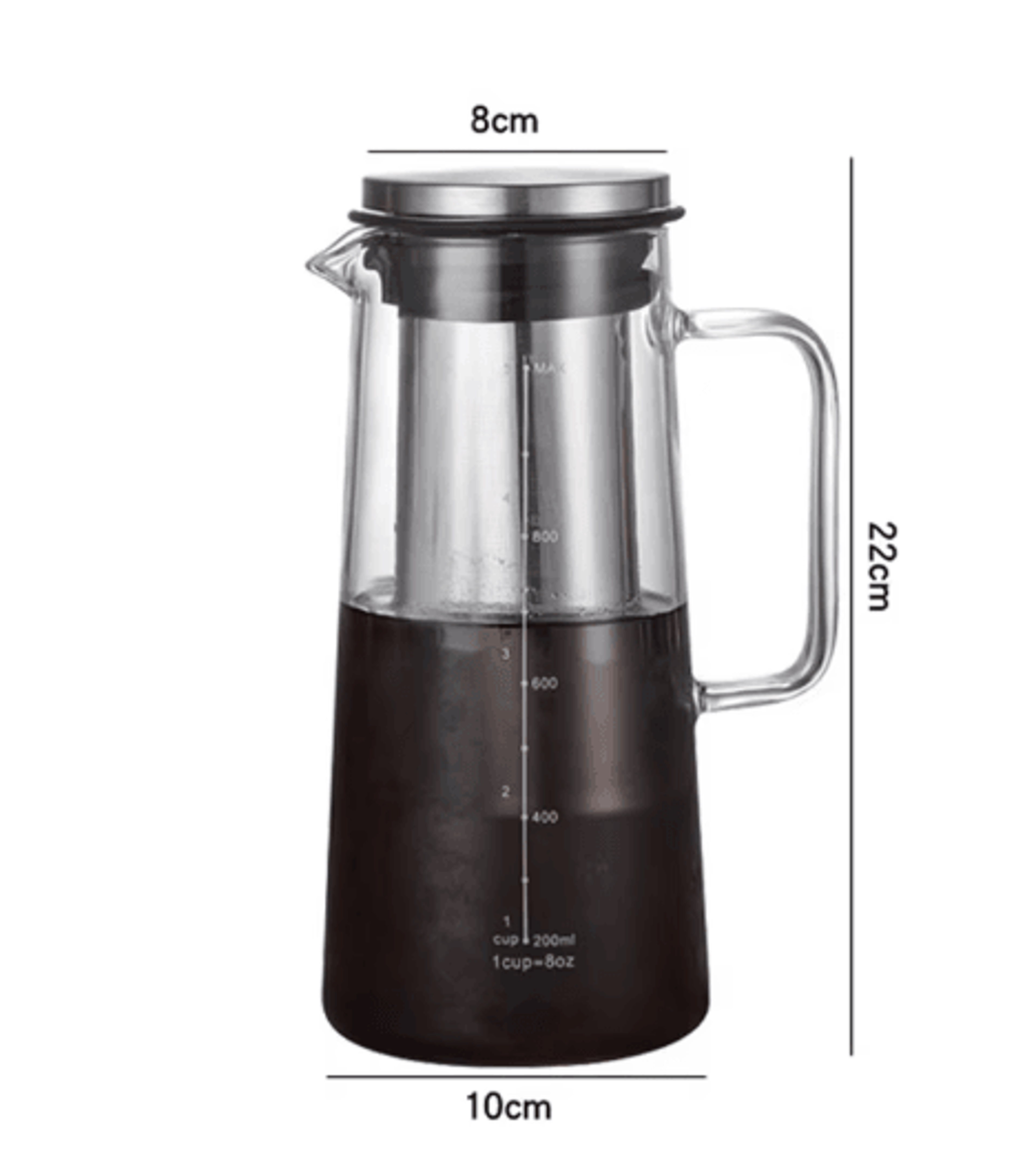 Leeseph Cold Brew Coffee Maker 1L Glass Pitcher With Stainless Steel Filter  Tea Infuser 1