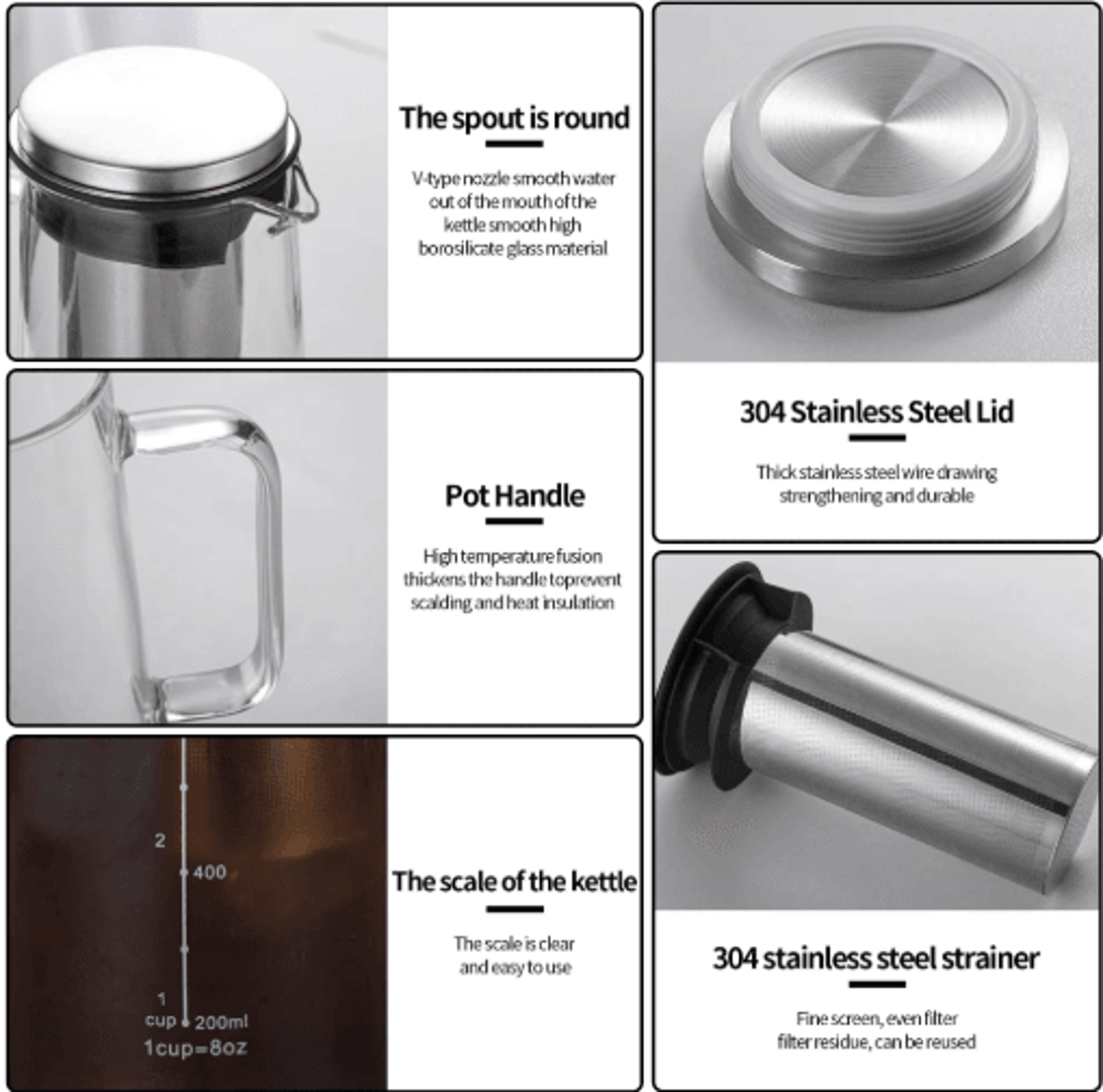 Leeseph Cold Brew Coffee Maker 1L Glass Pitcher With Stainless Steel Filter  Tea Infuser 2
