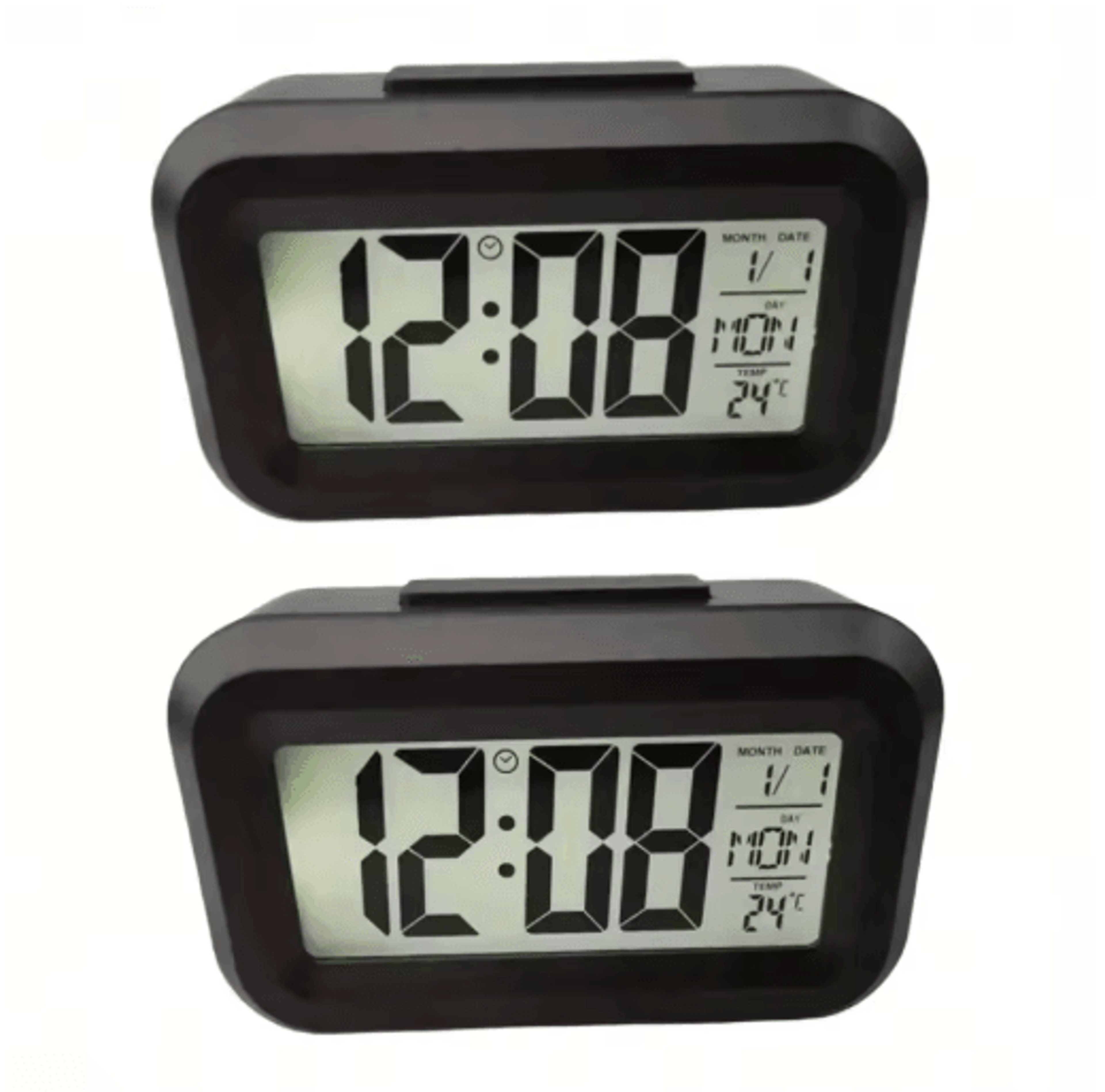 Smart Digital Alarm Clock With LCD Display Temperature Calendar  LED Backlight 8