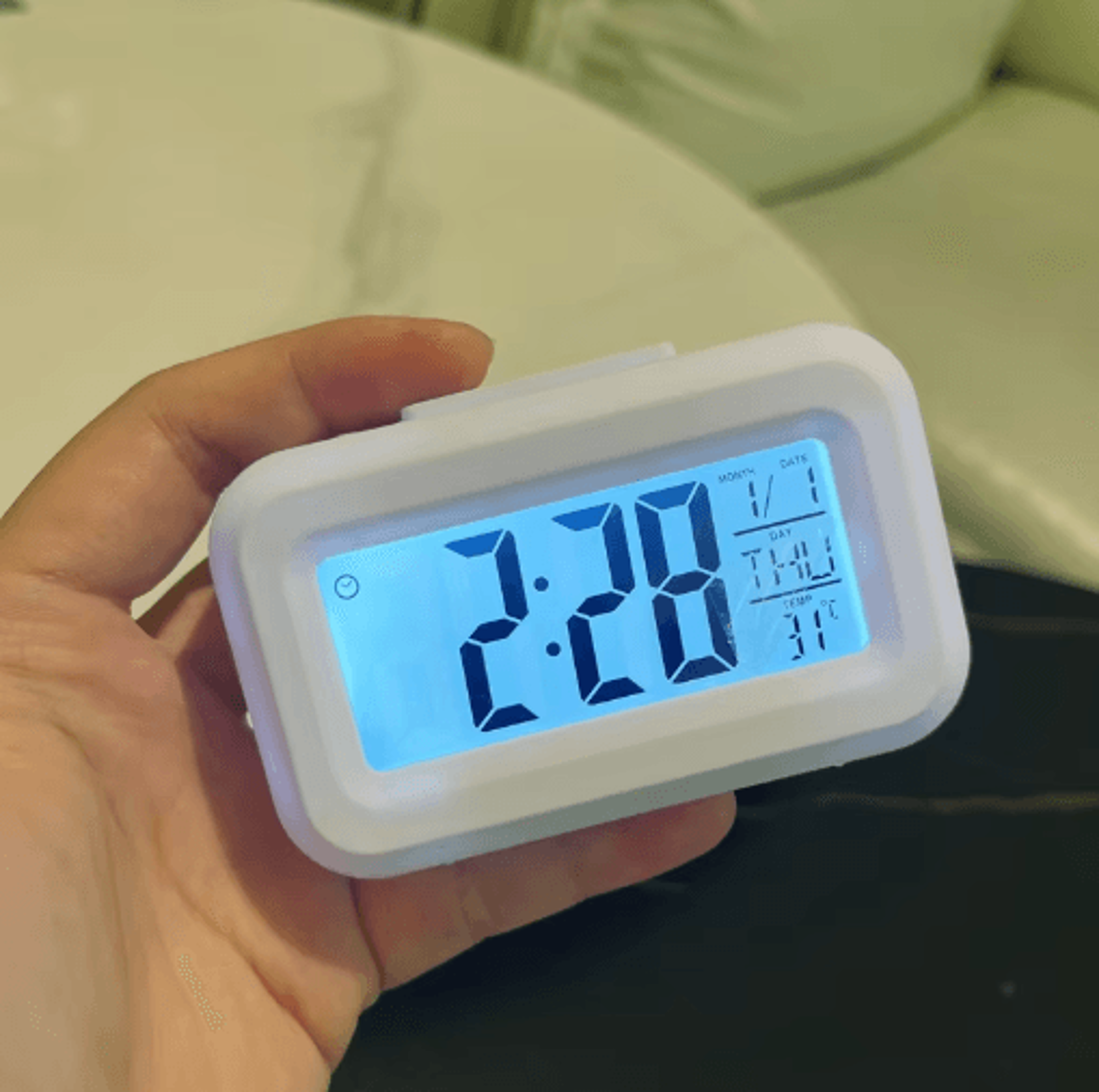 Smart Digital Alarm Clock With LCD Display Temperature Calendar  LED Backlight 15