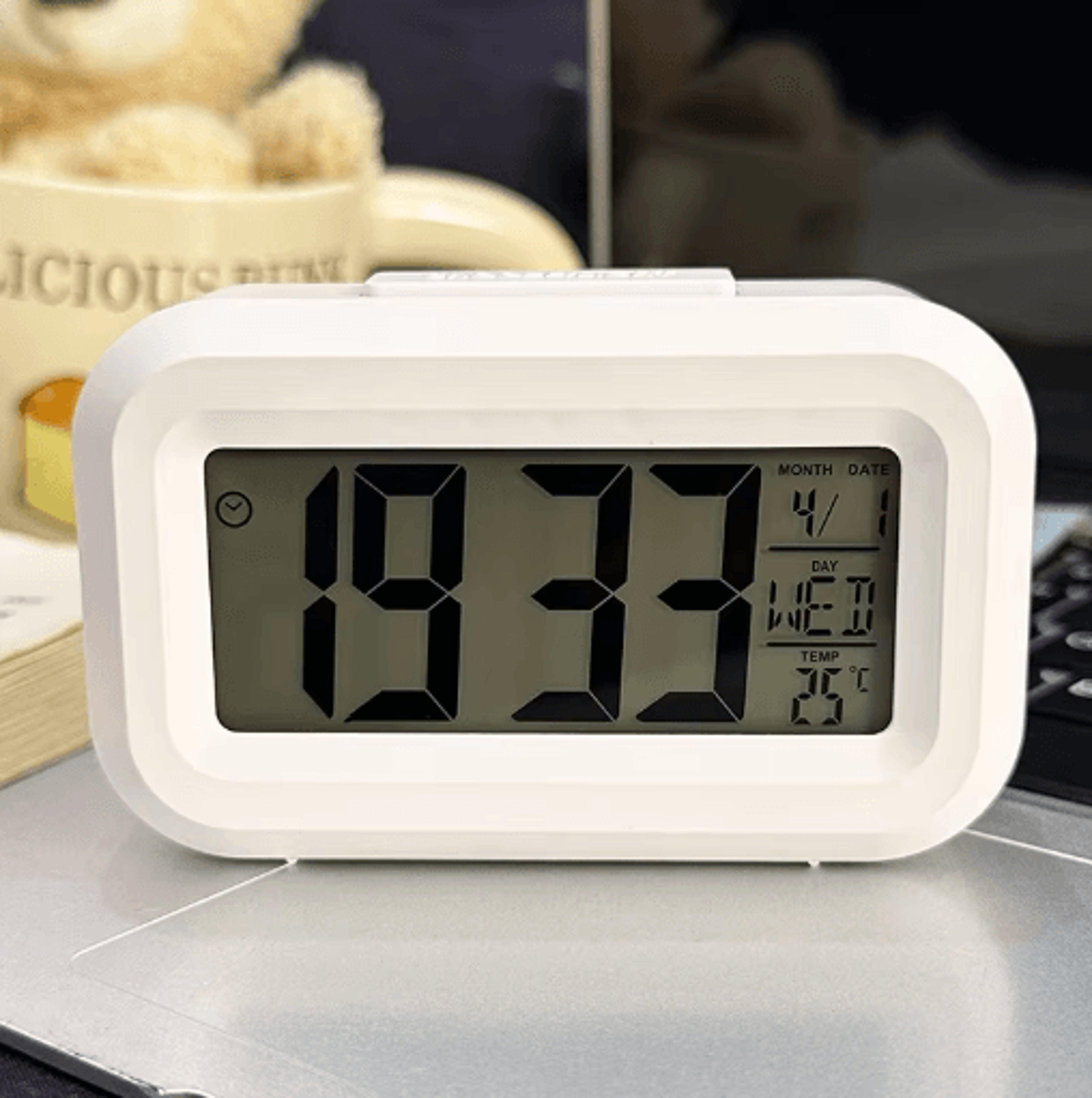 Smart Digital Alarm Clock With LCD Display Temperature Calendar  LED Backlight 16