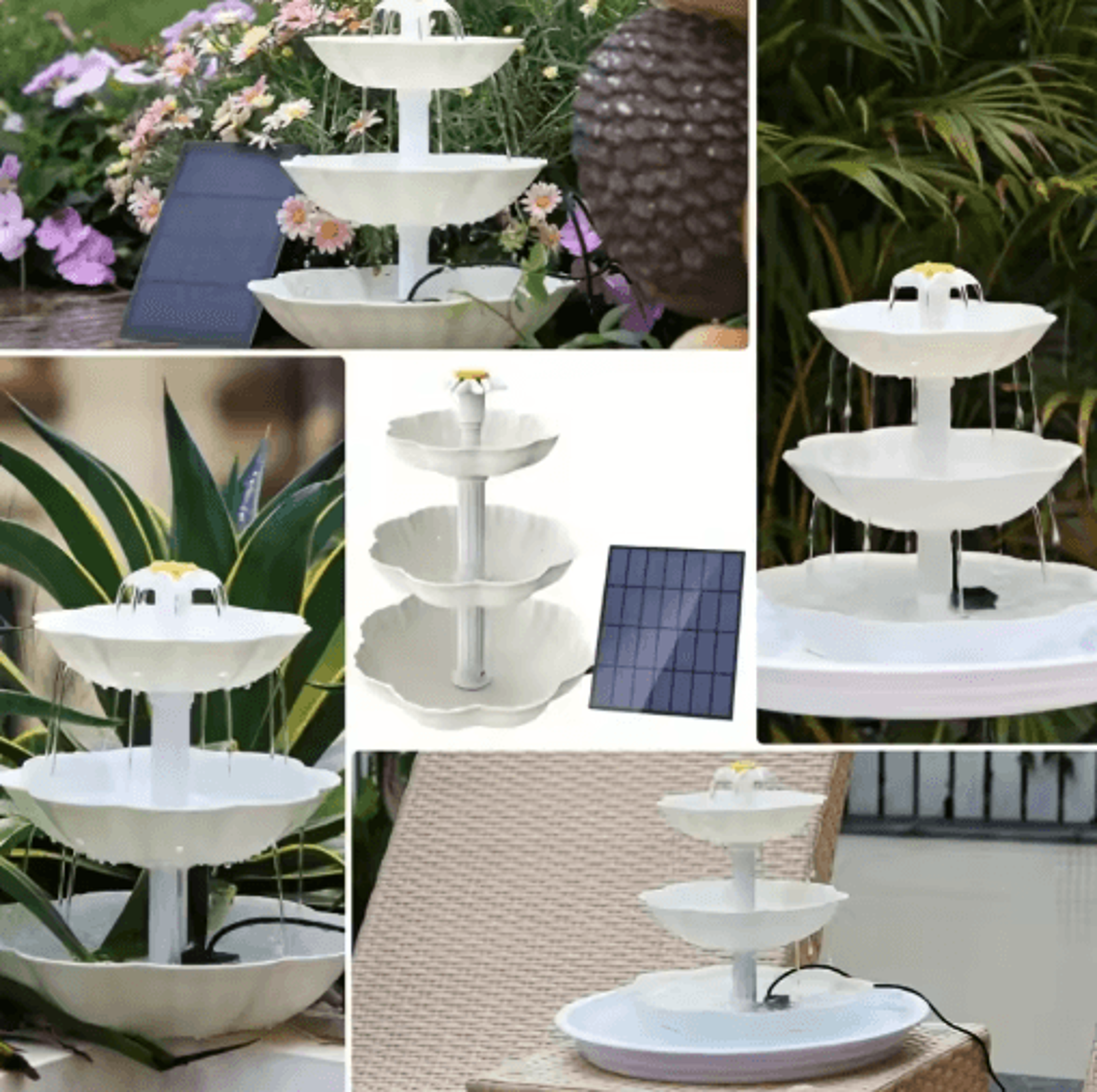 DIY Solar Bird Bath Fountain Detachable Solar Water Fountain Pump For Garden Decor 4