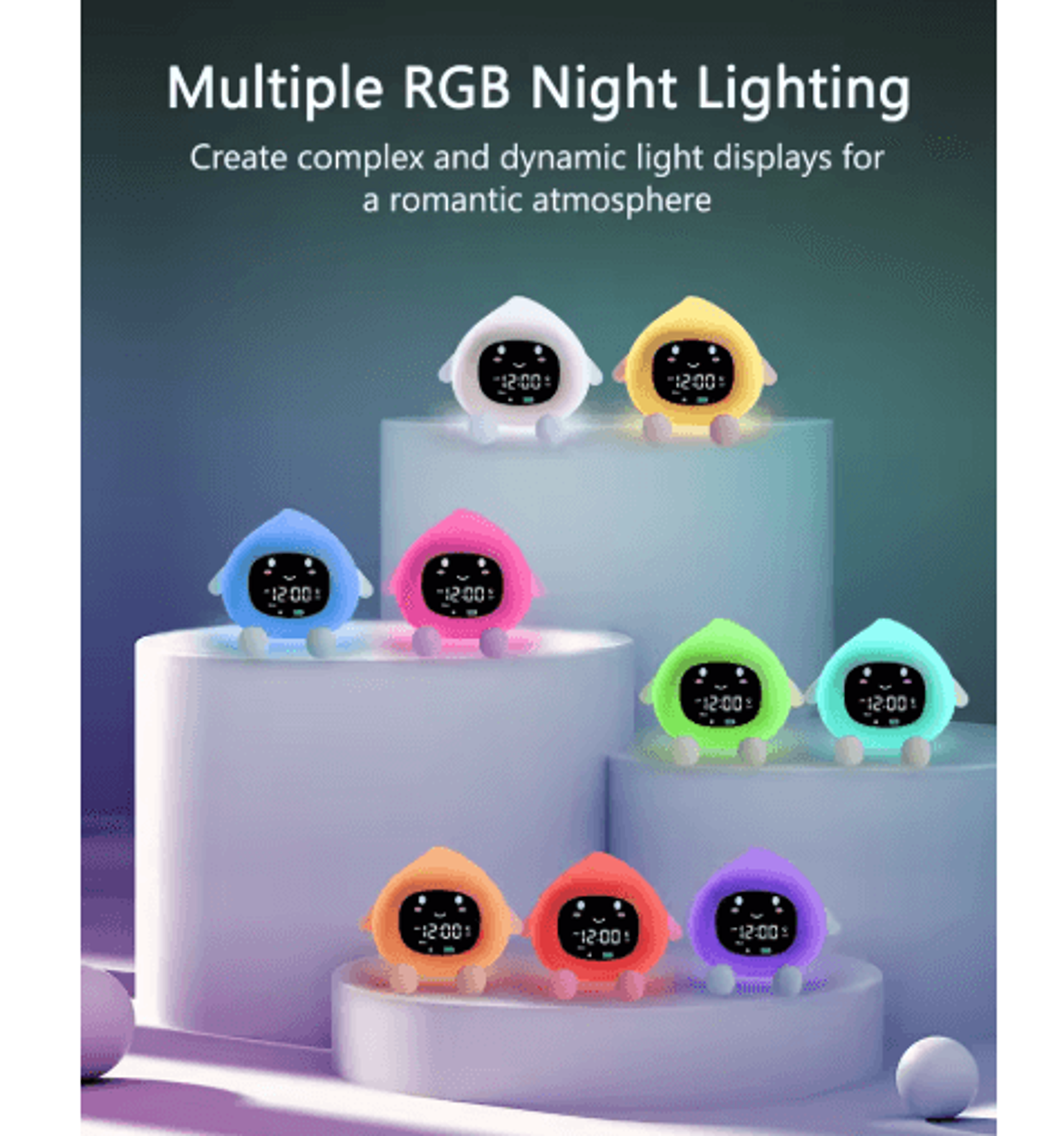 ORIA Kids Sleep Training Clock  Rechargeable Alarm Clock With Color Night Light  Child Lock 3