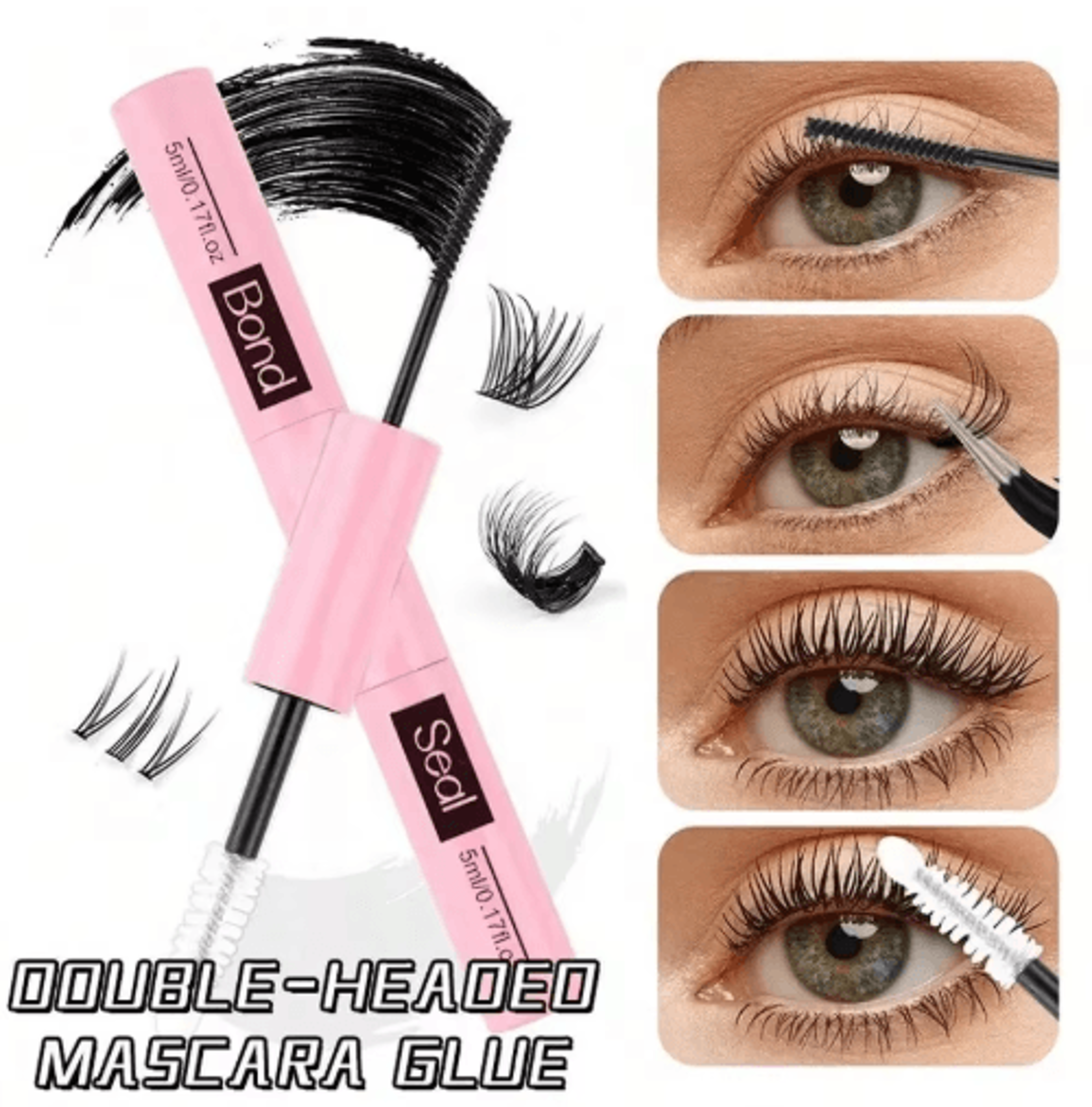 48h eyelash cluster glue – long lasting lash bond & seal for extension hold