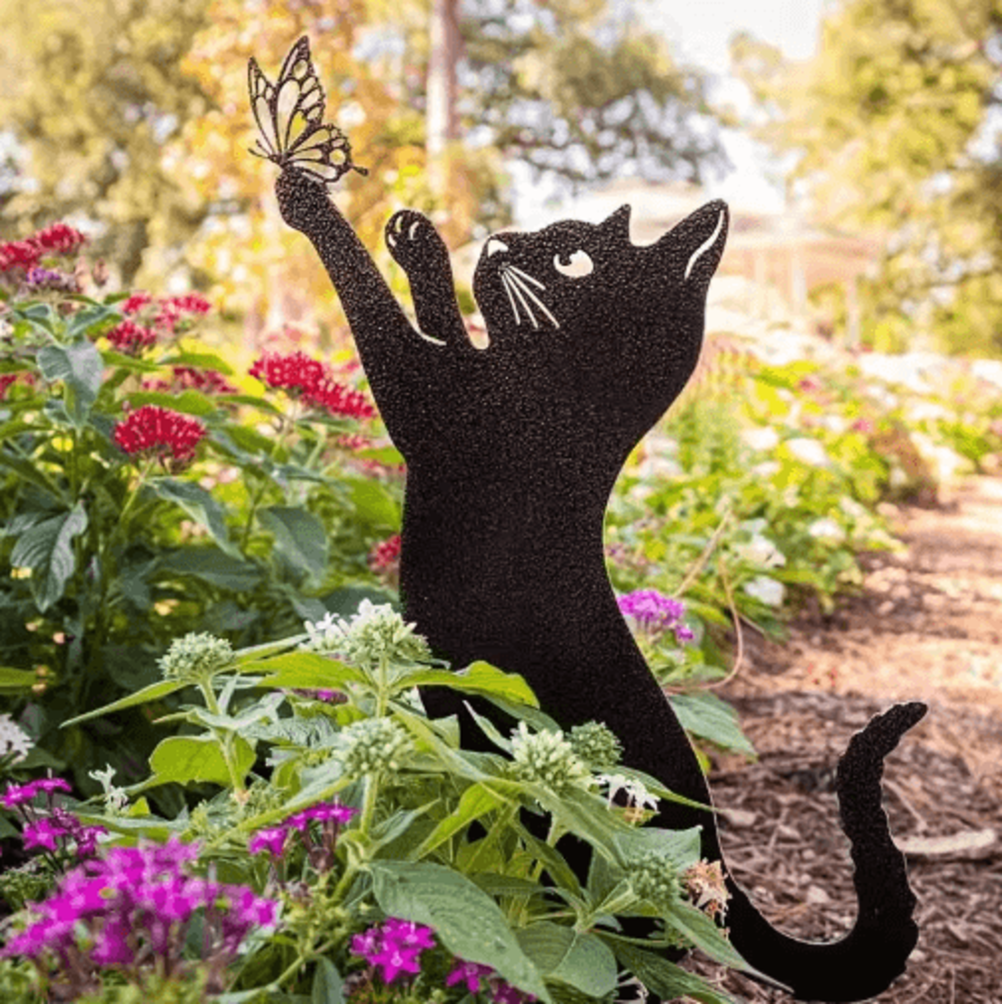 Metal Cat Garden Stake Ornament  Decorative Outdoor Yard  Balcony Accent 8