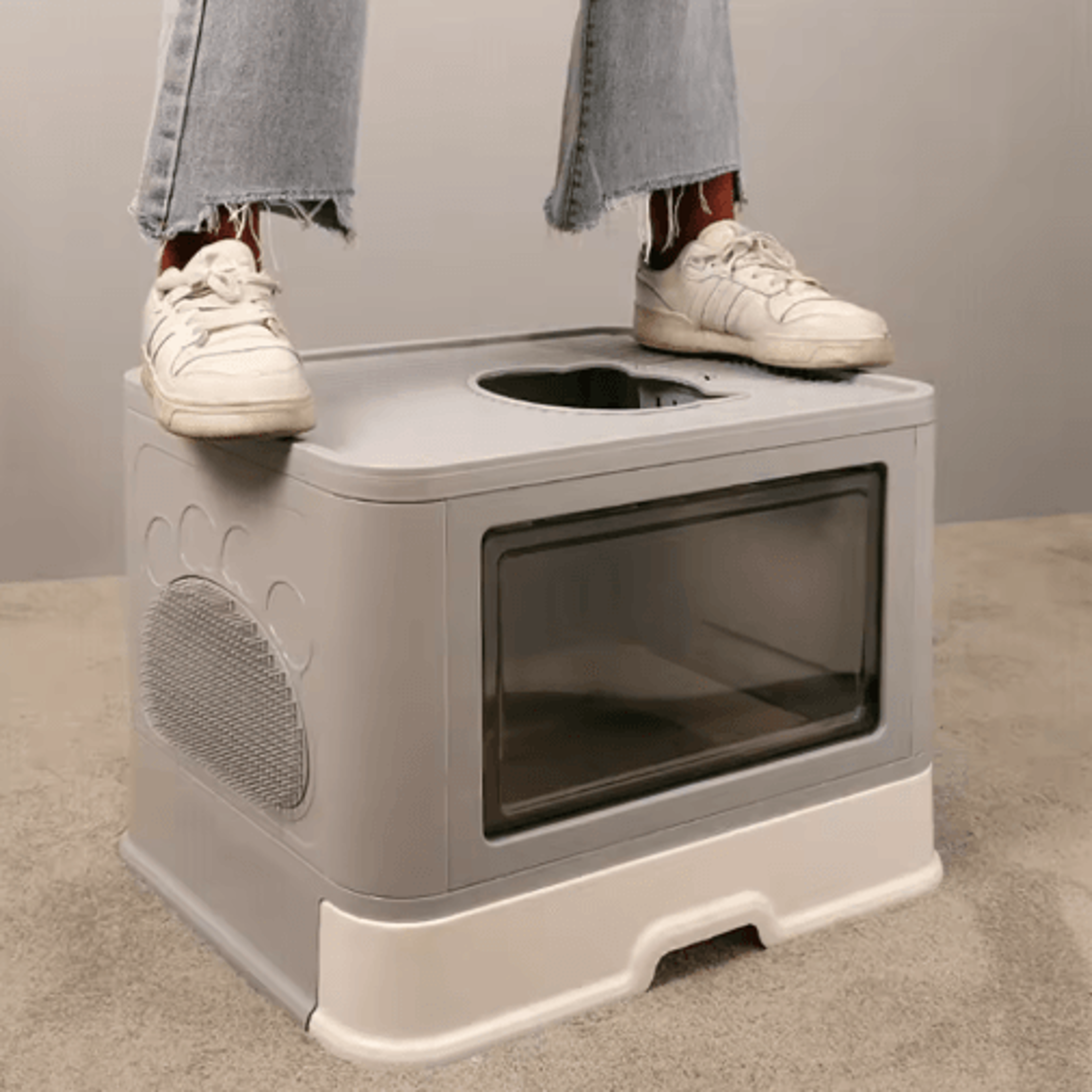 Foldable Enclosed Cat Litter Box  Top Entry Odor Control Kitty Toilet With Scoop 2