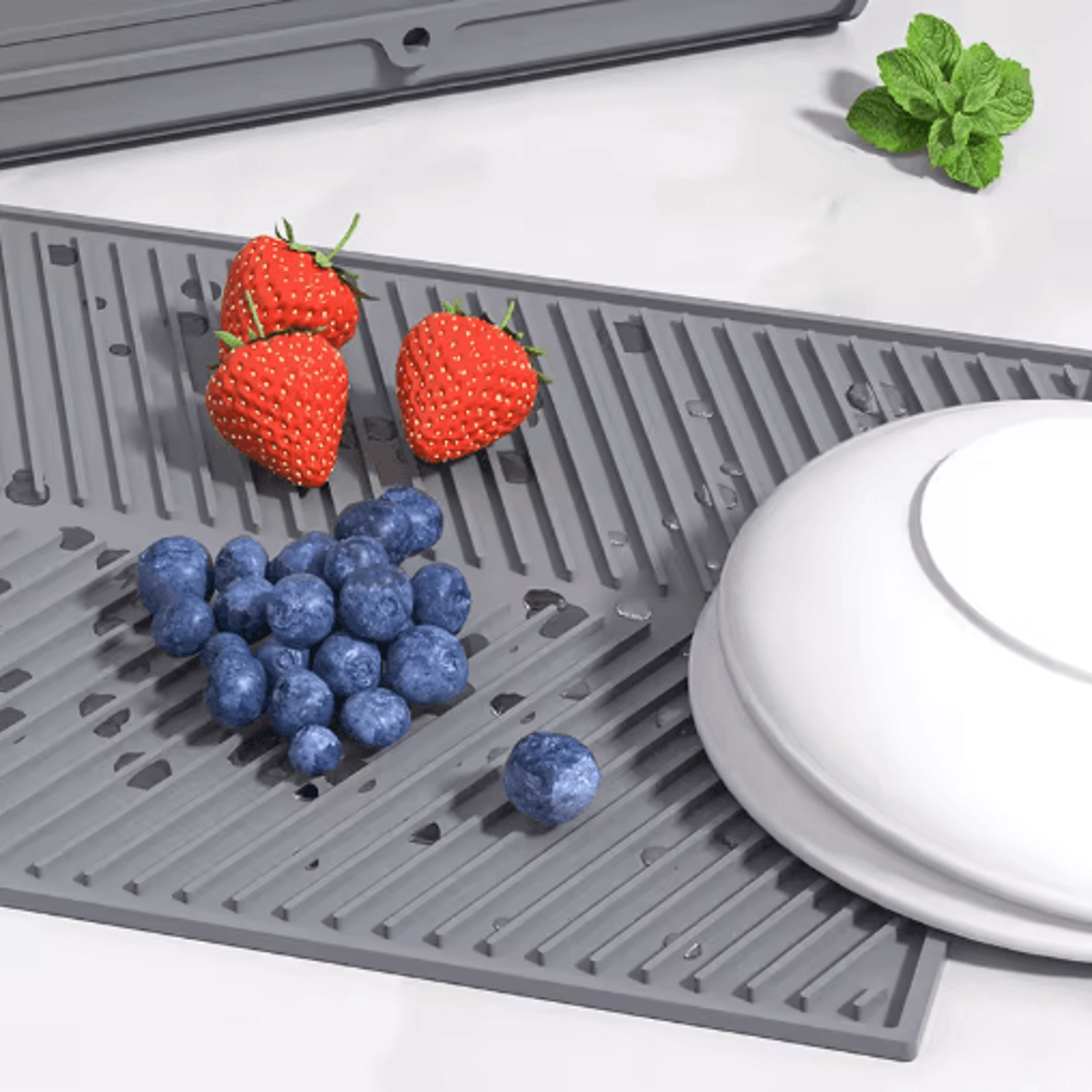 Silicone Dish Drying Mat  Foldable HeatResistant Kitchen Draining Pad With Raised Edges 8