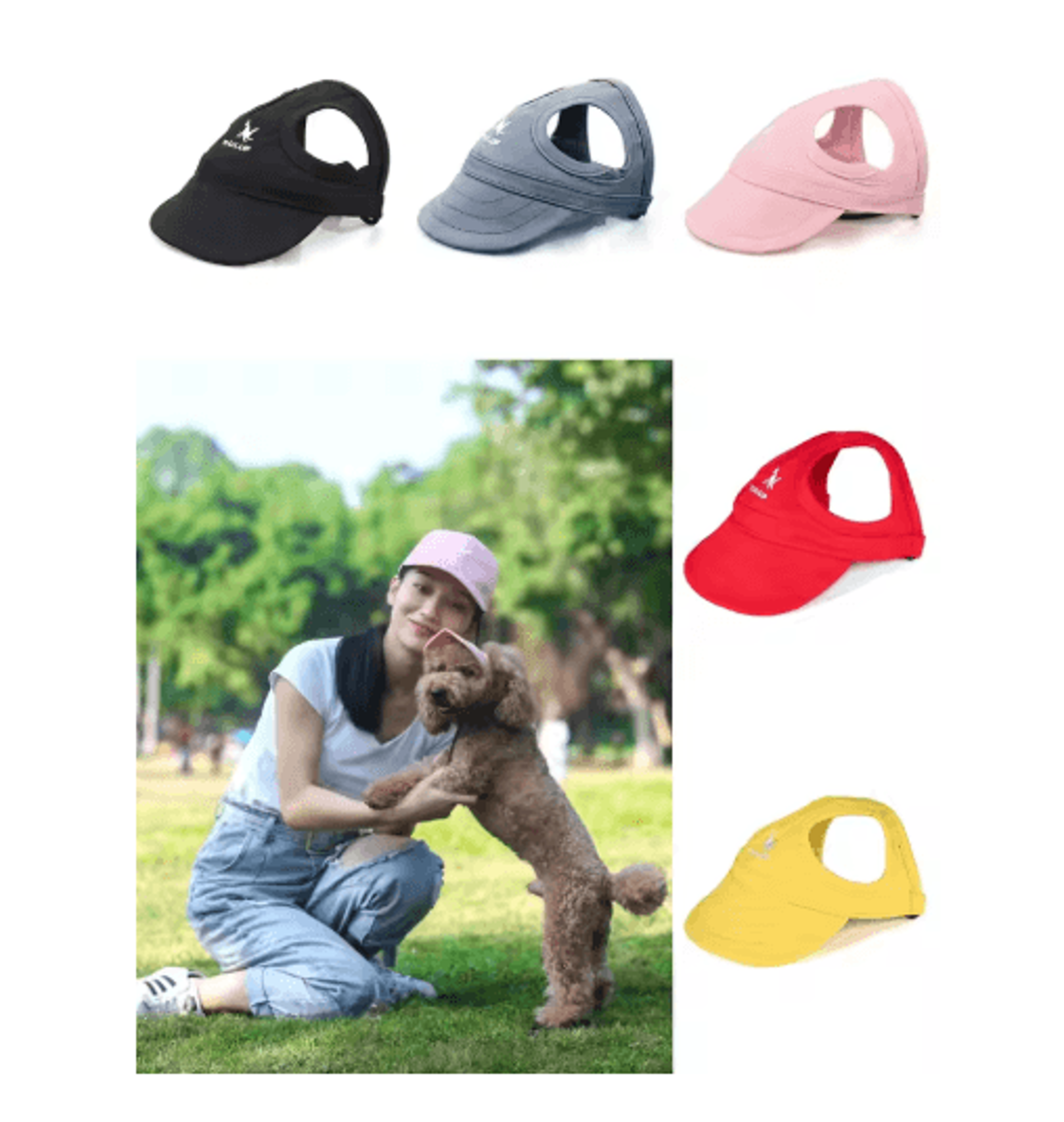 Adjustable Dog Baseball Cap Cute Pet Sun Hat With Ear Holes For Outdoor Use 0