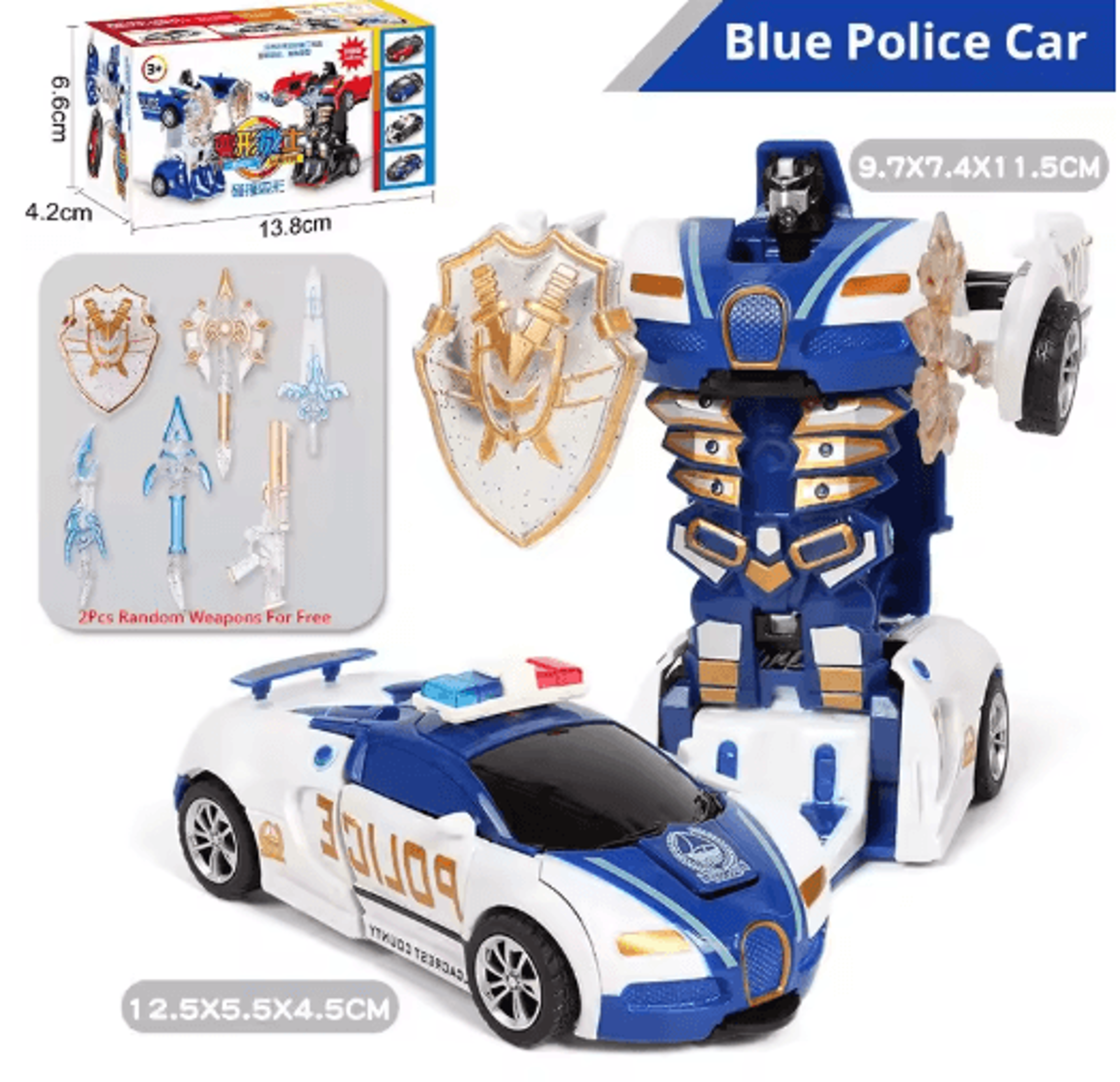 Transforming Police Car Toy For Kids Collision Deformation Inertia Action Car 1