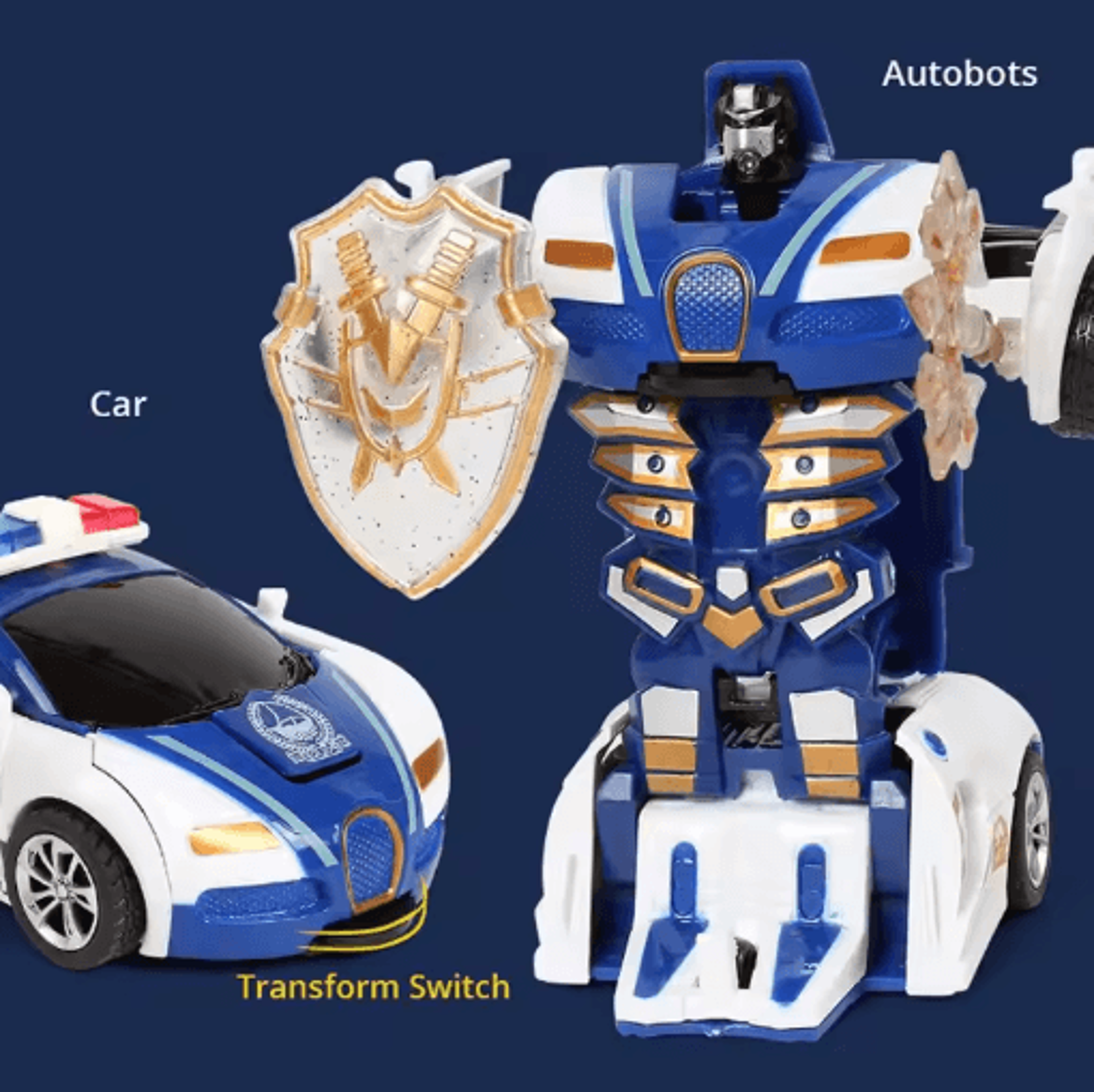 Transforming Police Car Toy For Kids Collision Deformation Inertia Action Car 4