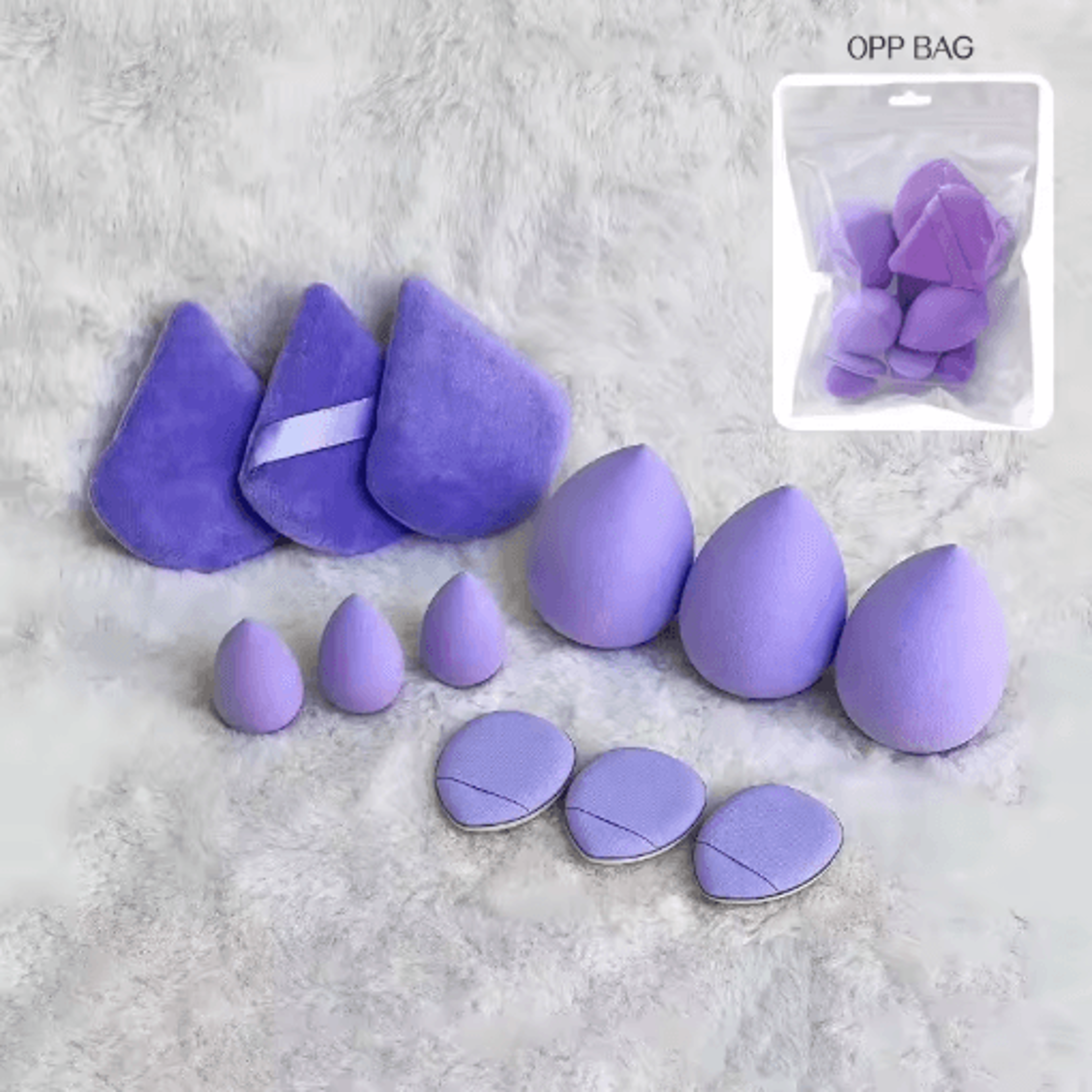 12Piece Makeup Sponge  Powder Puff Set Beauty Blender Kit With Velvet Triangle Puffs 9