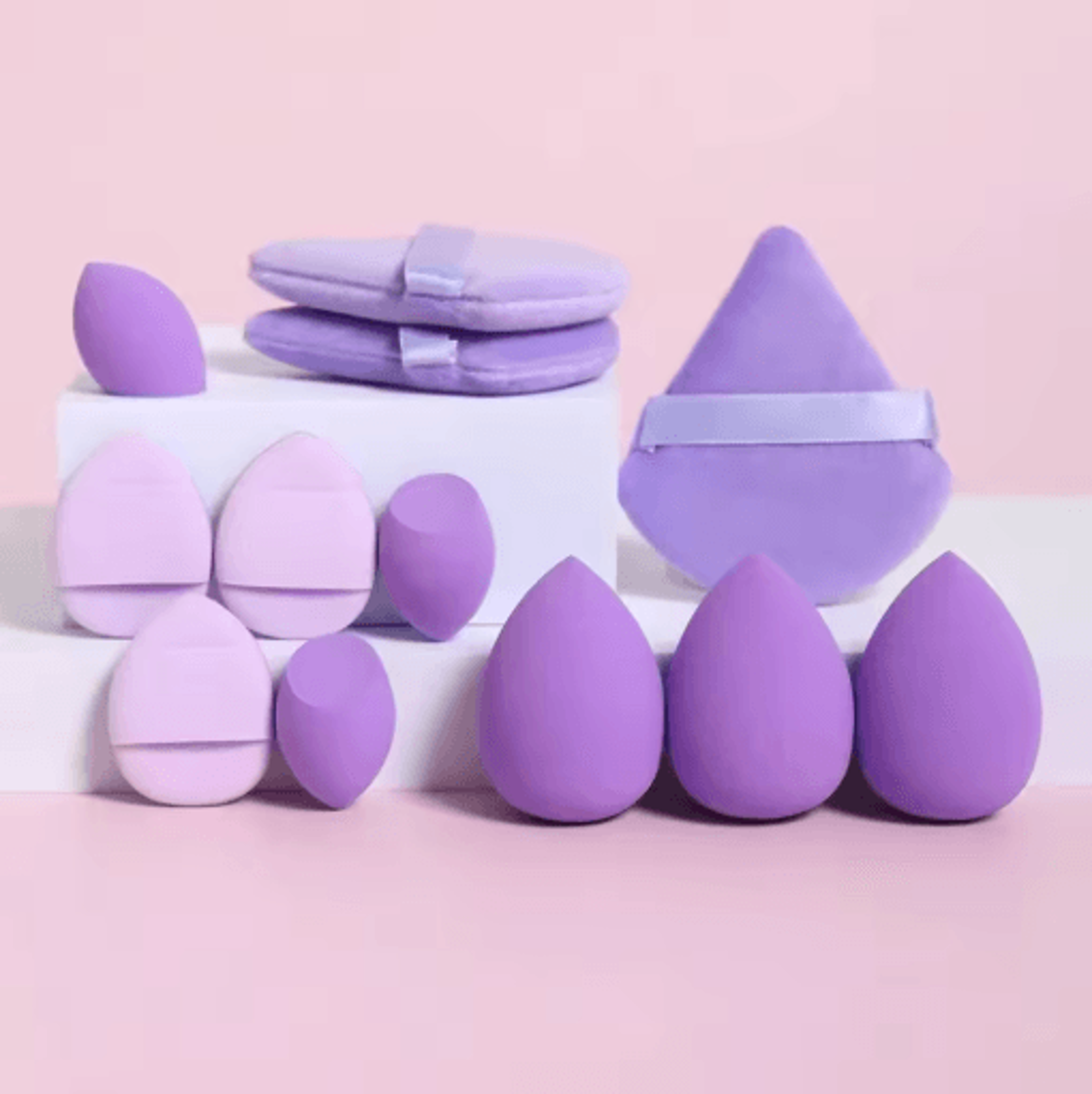 12Piece Makeup Sponge  Powder Puff Set Beauty Blender Kit With Velvet Triangle Puffs 10