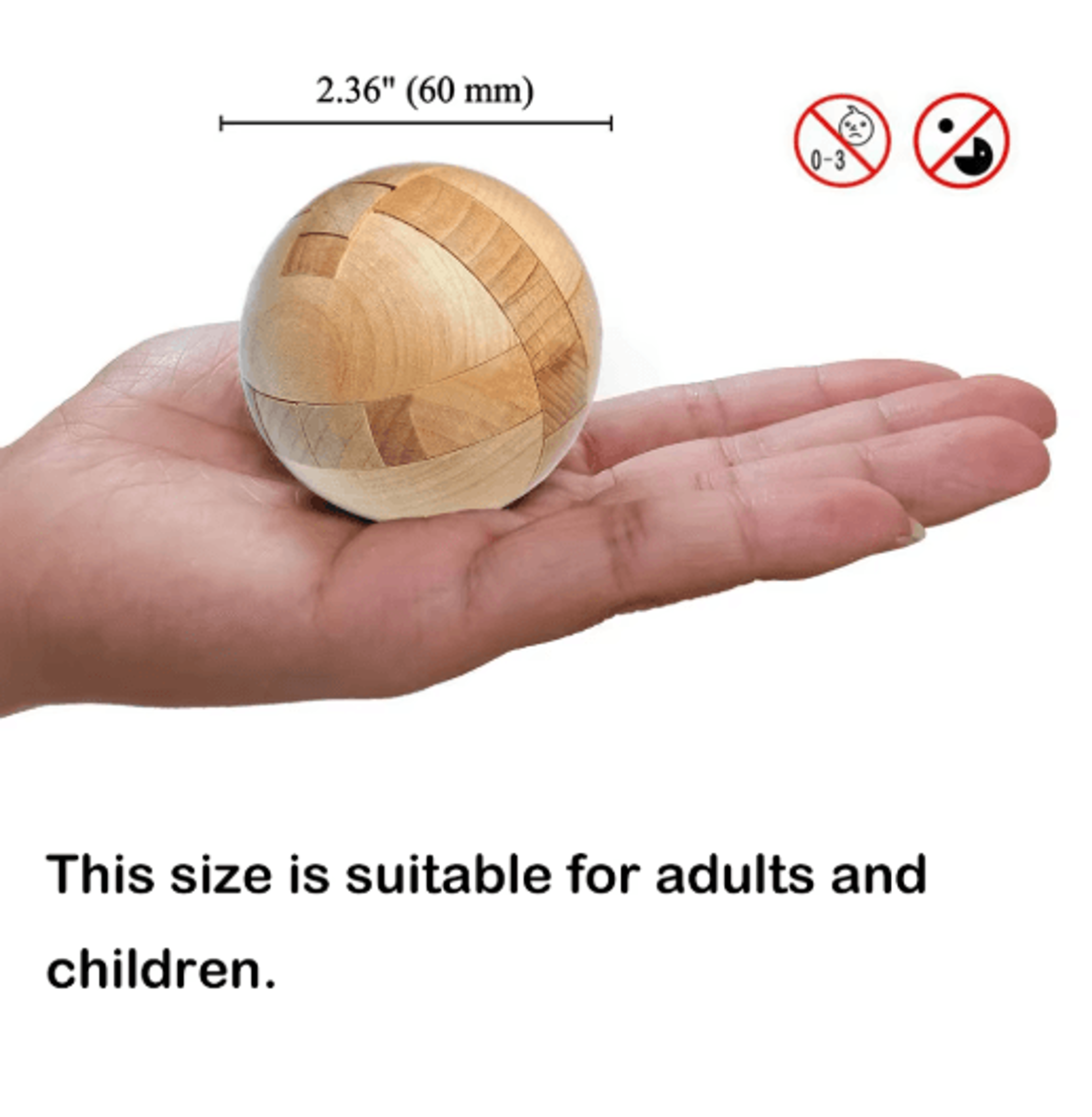 Wooden Kongming Lock Puzzle 3D Sphere Brain Teaser For Kids  Adults 3