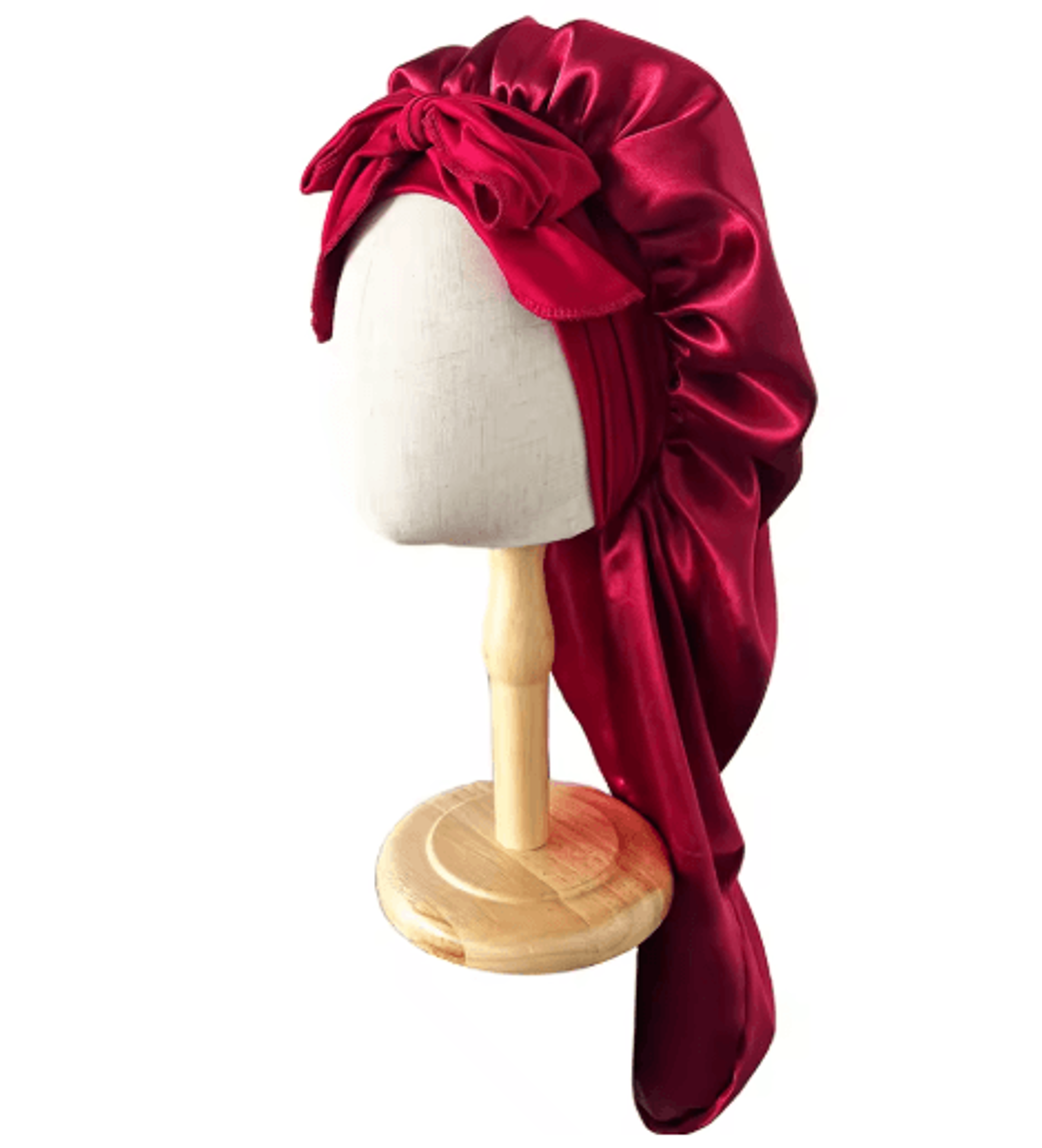 SilkEase Long Satin Bonnet  Elastic Headband Set For Overnight Hair Protection 8