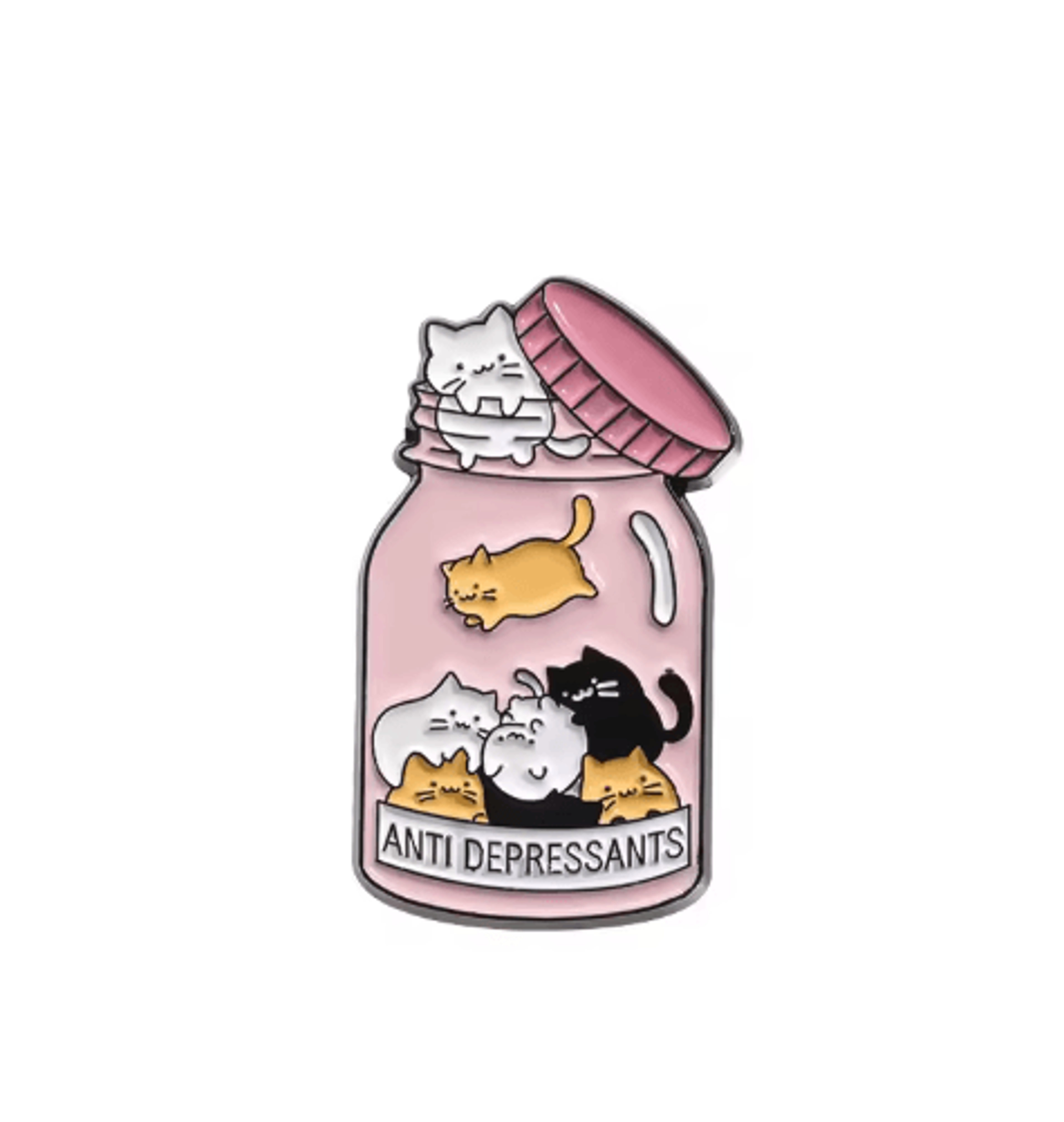 Catitude Jar Of Anti Depressants Enamel Pin Funny Cat Lady Brooch Gift 2