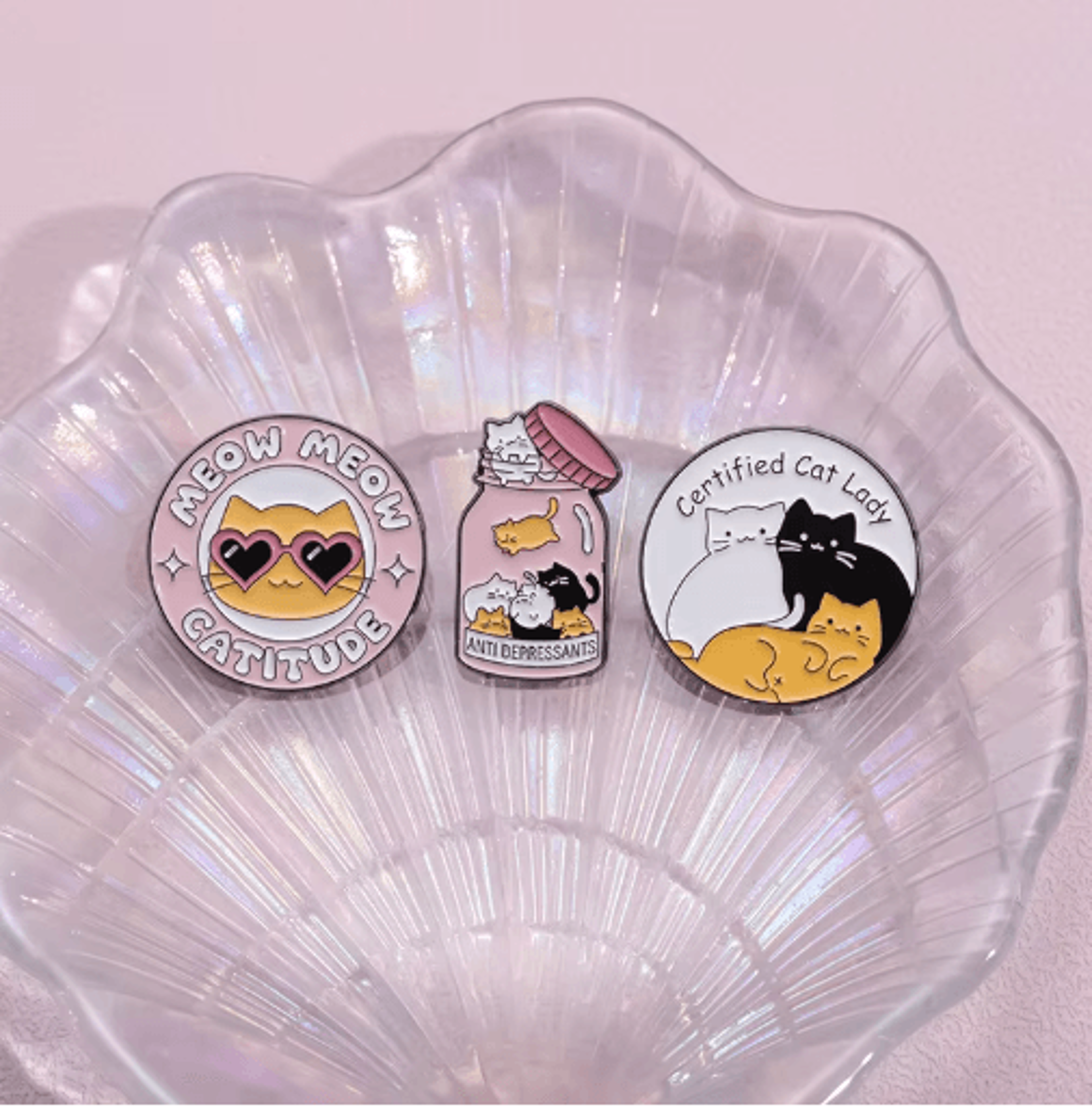 Catitude Jar Of Anti Depressants Enamel Pin Funny Cat Lady Brooch Gift 6