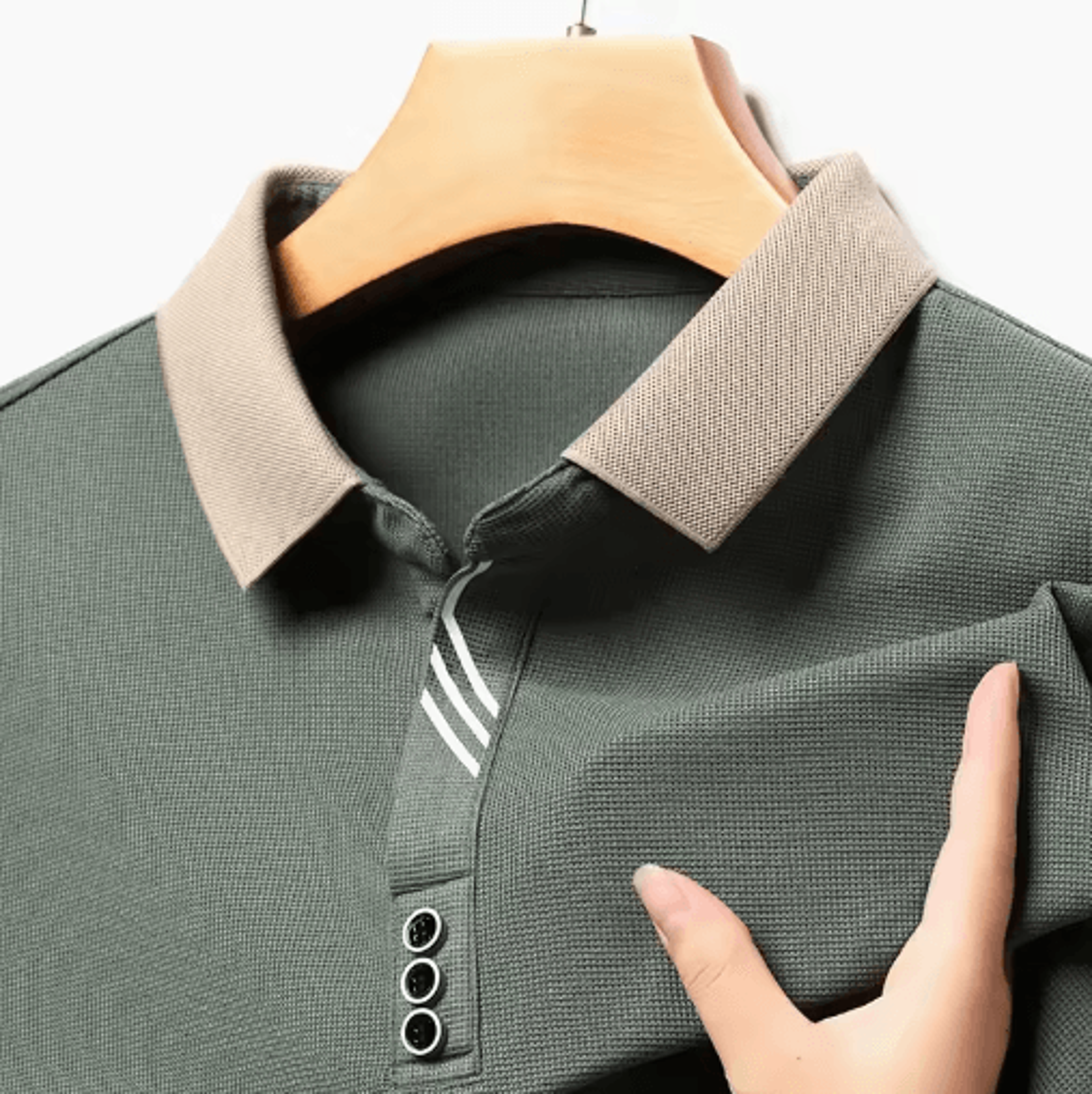 Mens Long Sleeve Polo Shirt  Breathable Business Casual Solid Color Top 5