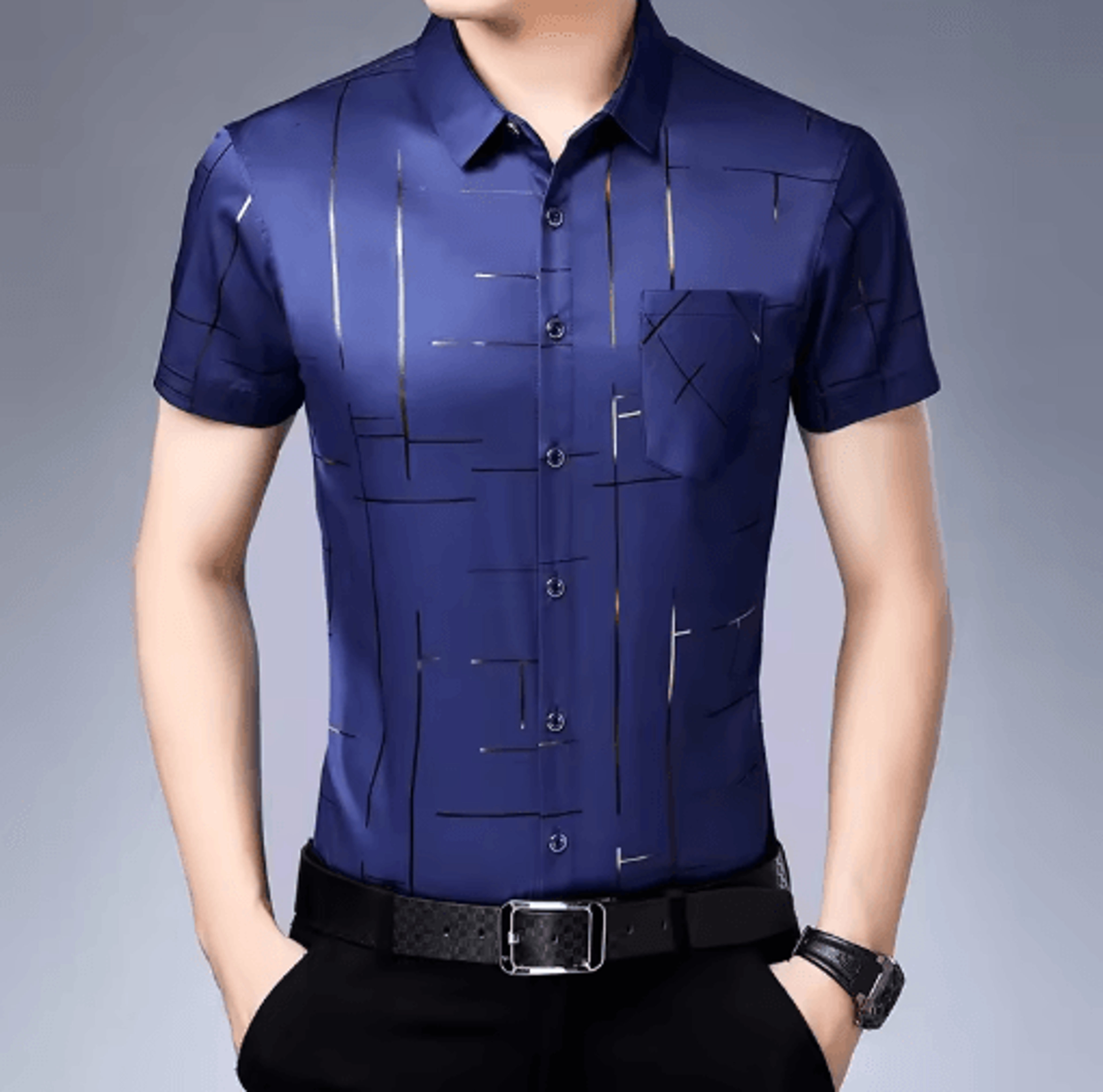Mens WrinkleFree Short Sleeve Shirt  No Iron Business Casual Essential 1