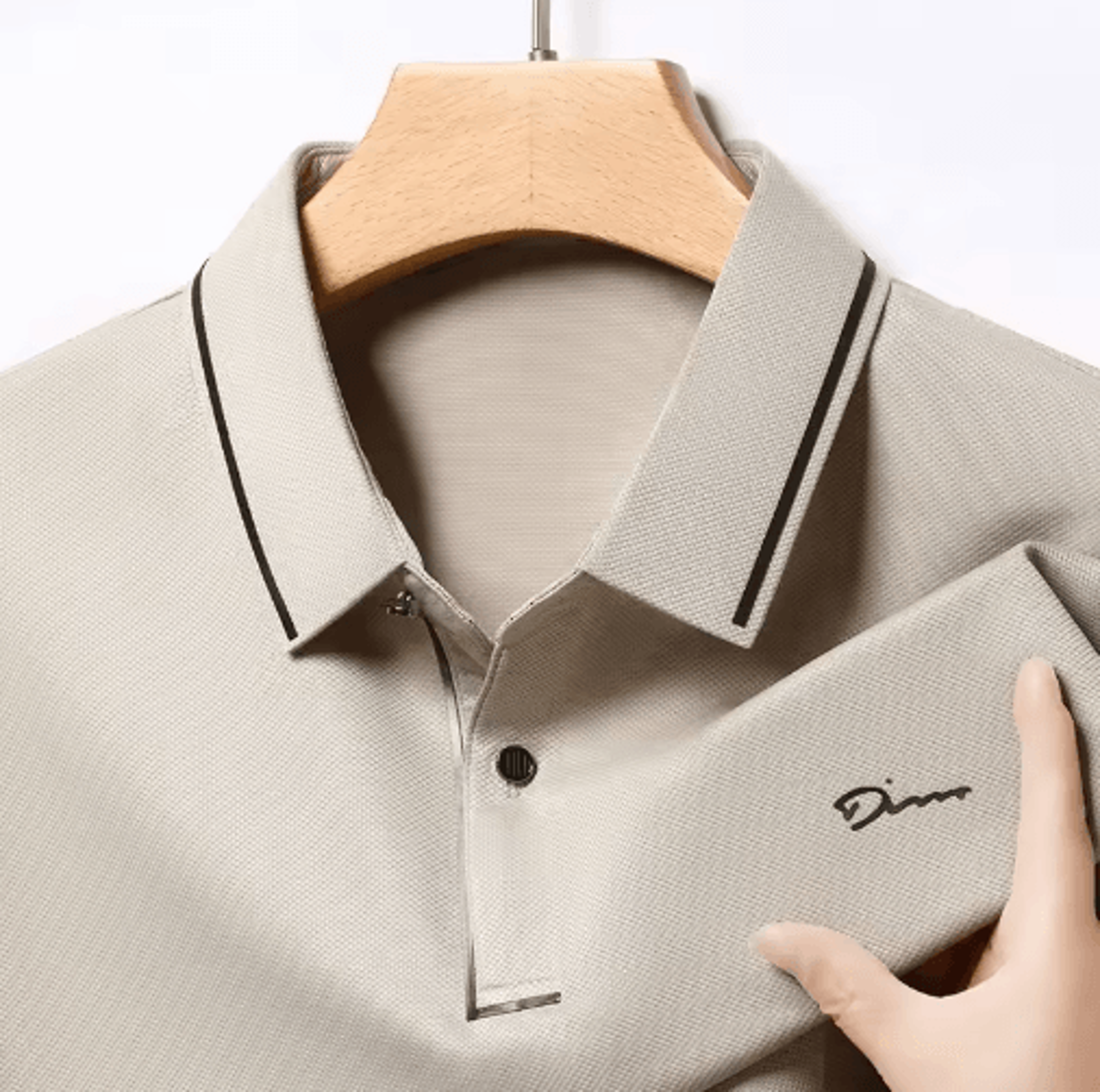 Mens Long Sleeve Polo Shirt With Badge  Breathable Business Casual Top 5