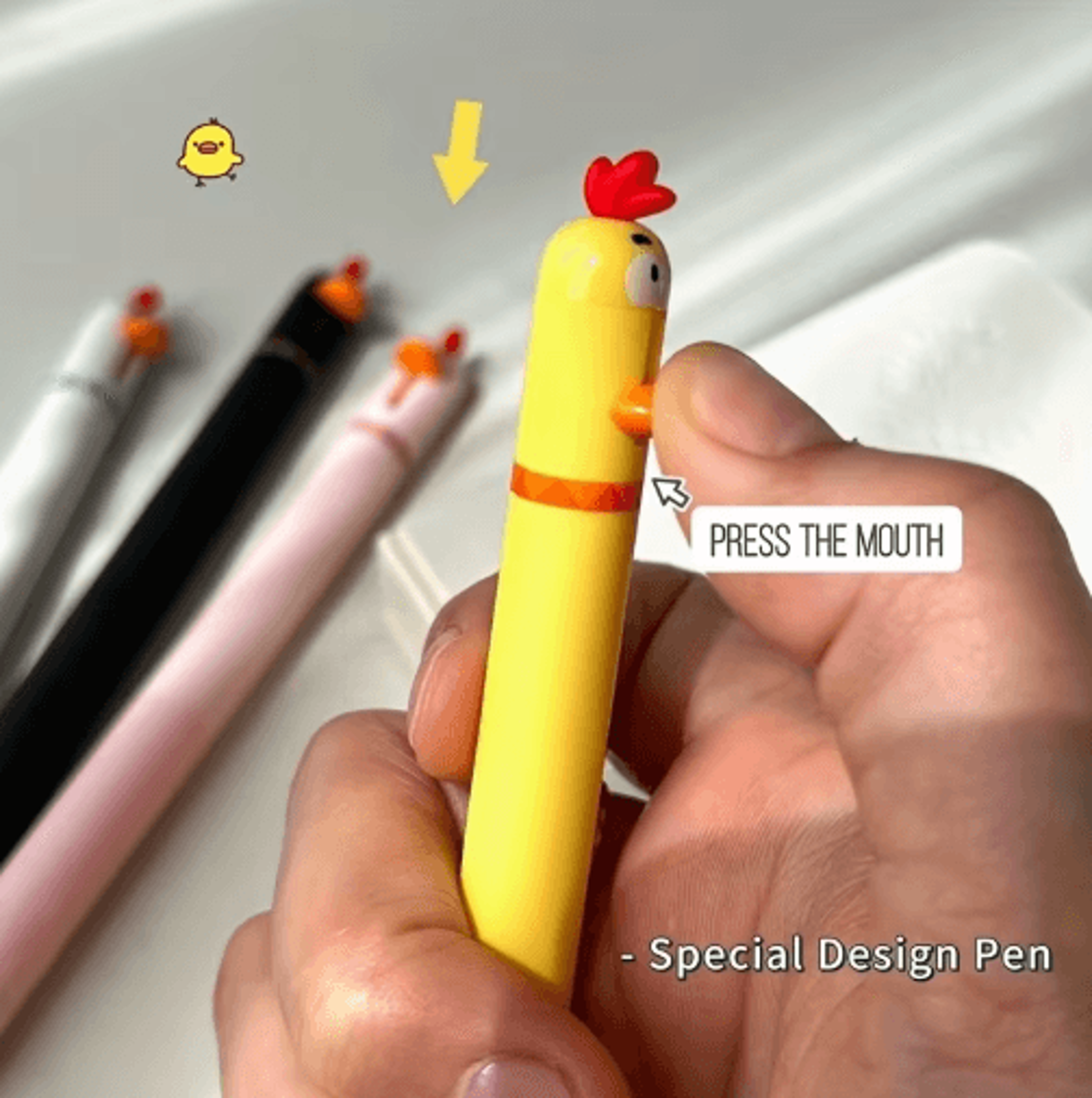 Cute Chicken Gel Pen Set 4pcs Funny Rotating Black Ink Pens 05mm 4
