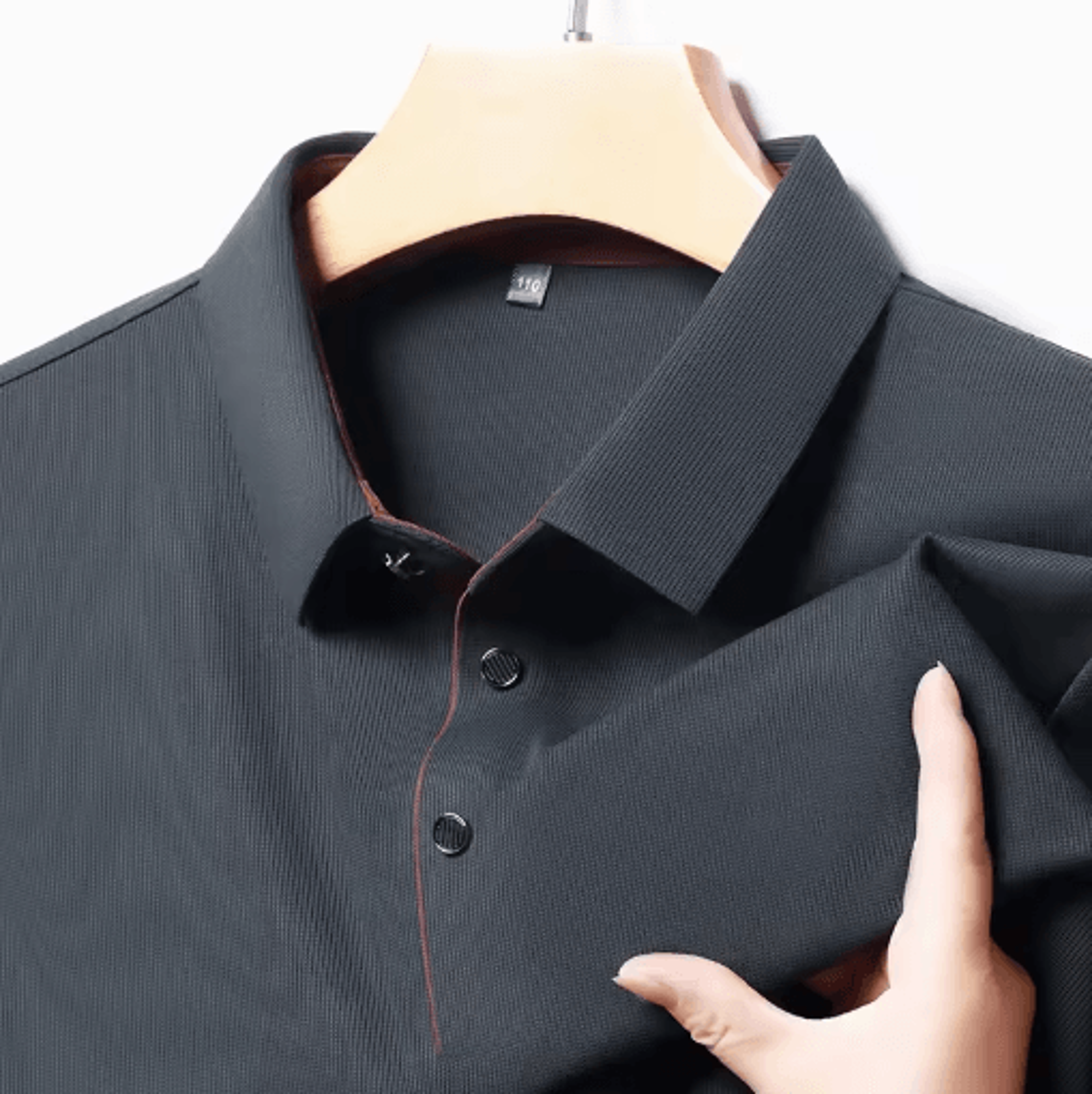 Mens Long Sleeve Polo Shirt 2025 Business Casual Breathable Solid Color Top 9