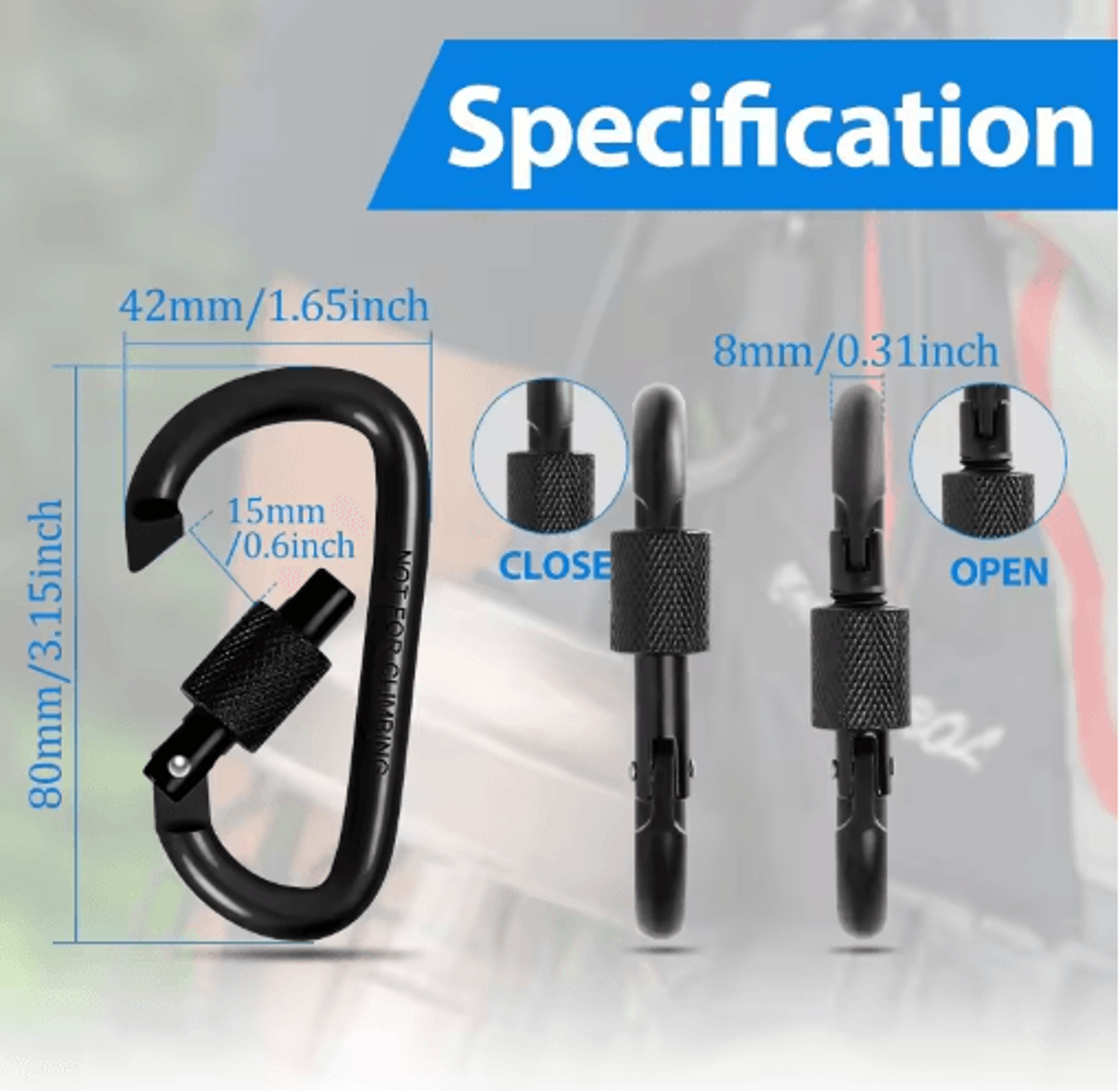6pcs Carabiner Clips Set Durable Spring Snap Hooks For Outdoor  Everyday Use 5