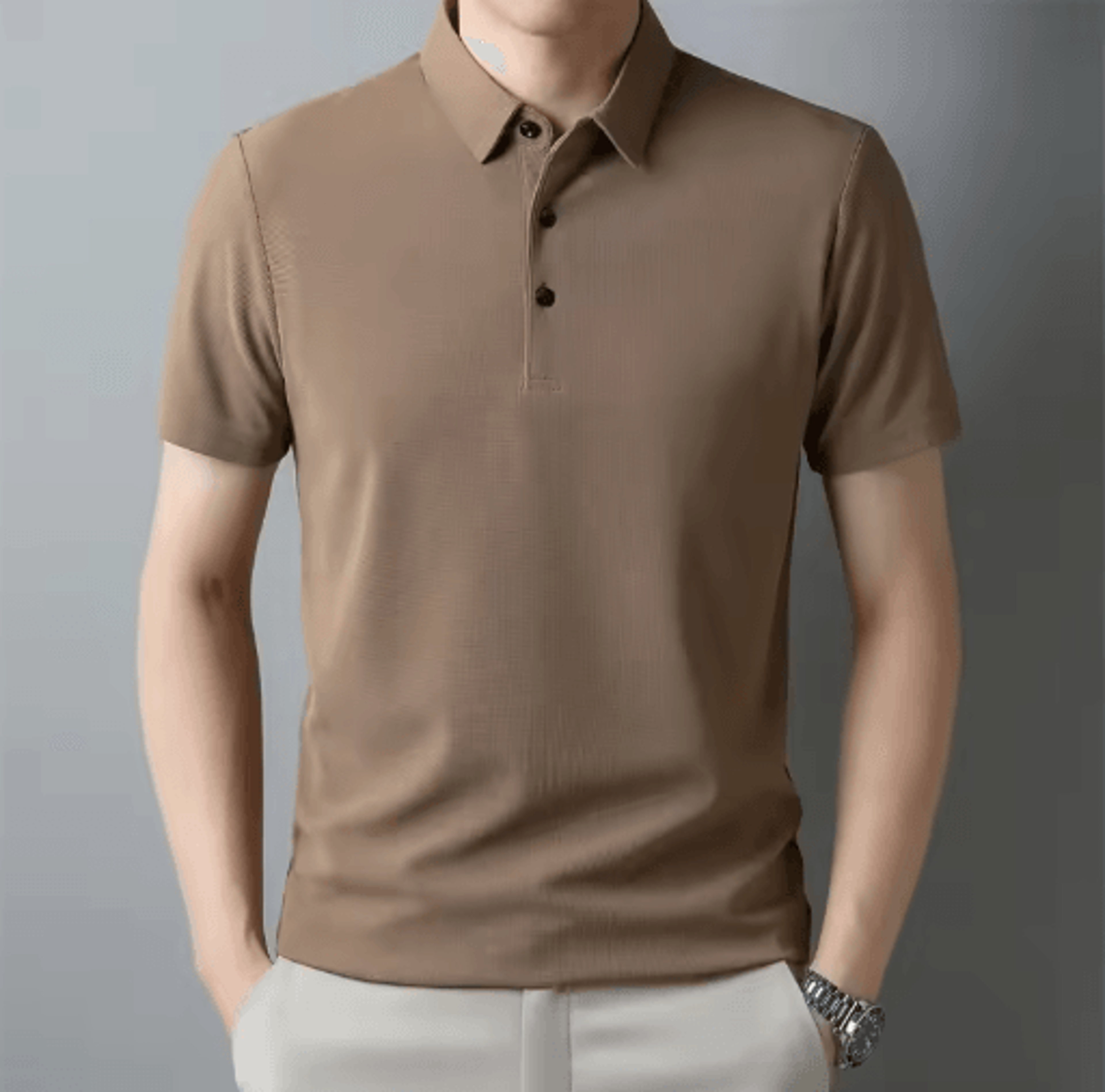 Mens Waffle Polo Shirt Short Sleeve Textured Casual Summer Top 4