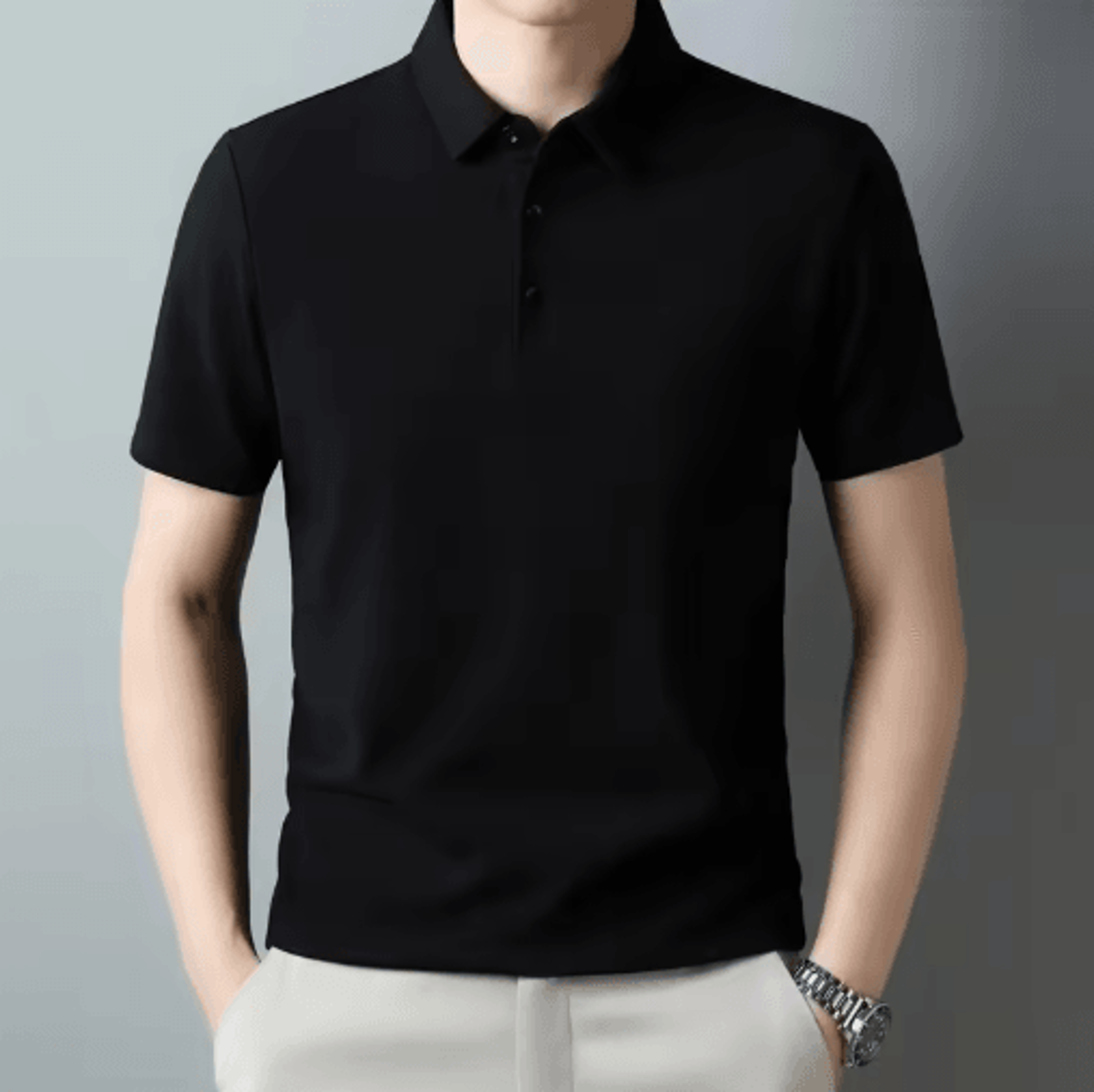 Mens Waffle Polo Shirt Short Sleeve Textured Casual Summer Top 6