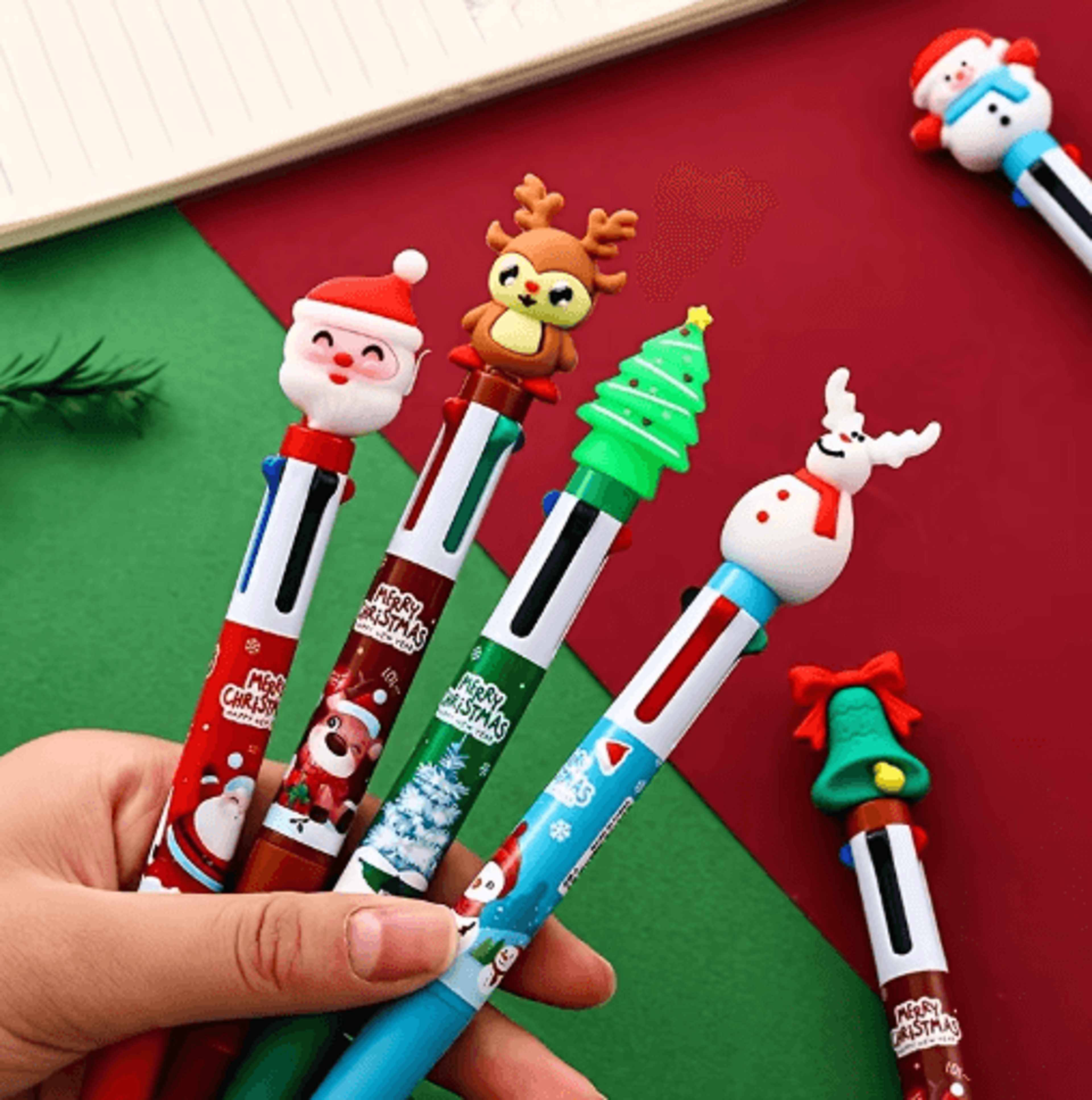 Christmas Ballpoint Pens Set 16pcs Multi Color Santa Claus Holiday Gift Pens 2