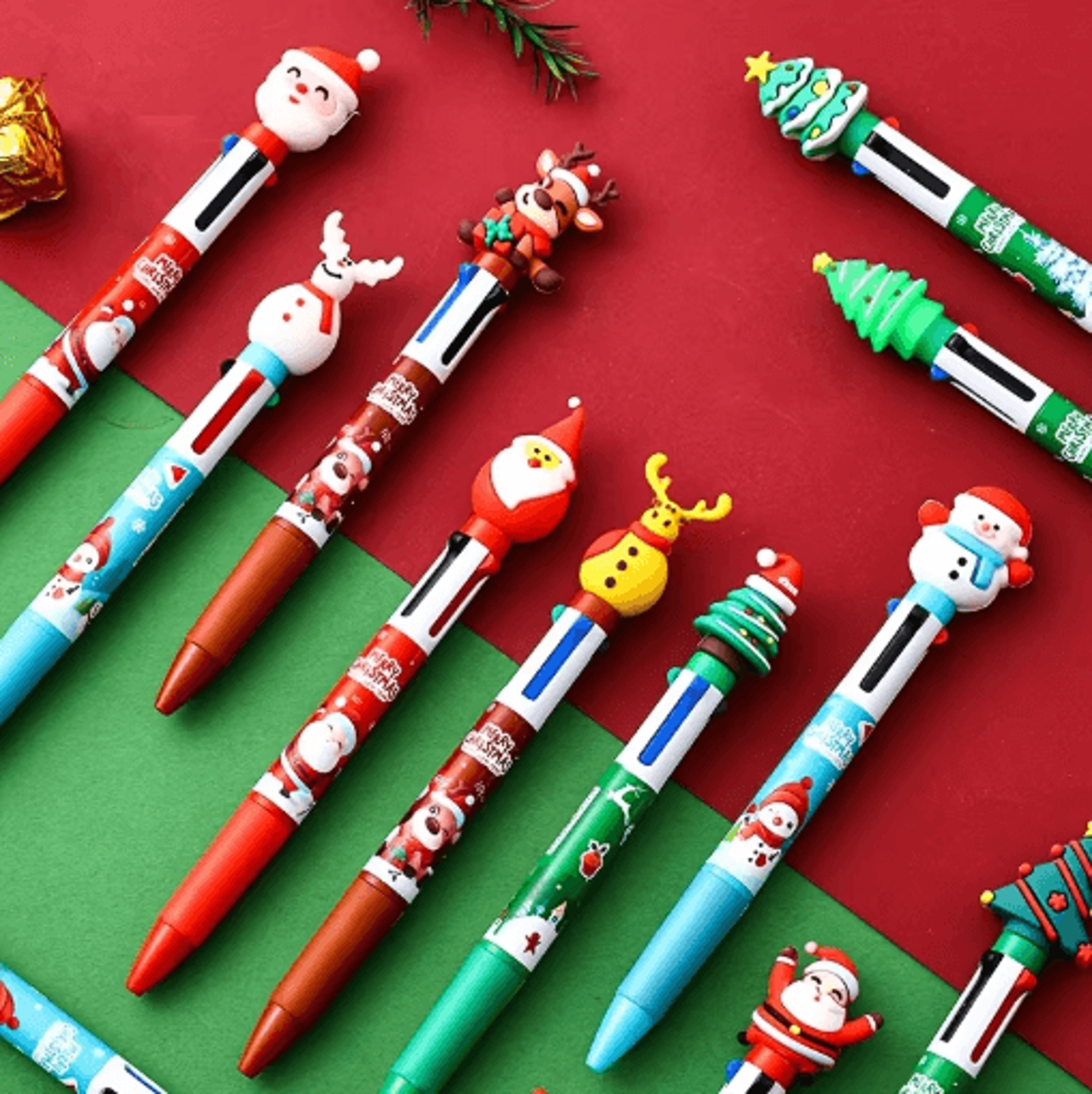 Christmas Ballpoint Pens Set 16pcs Multi Color Santa Claus Holiday Gift Pens 3
