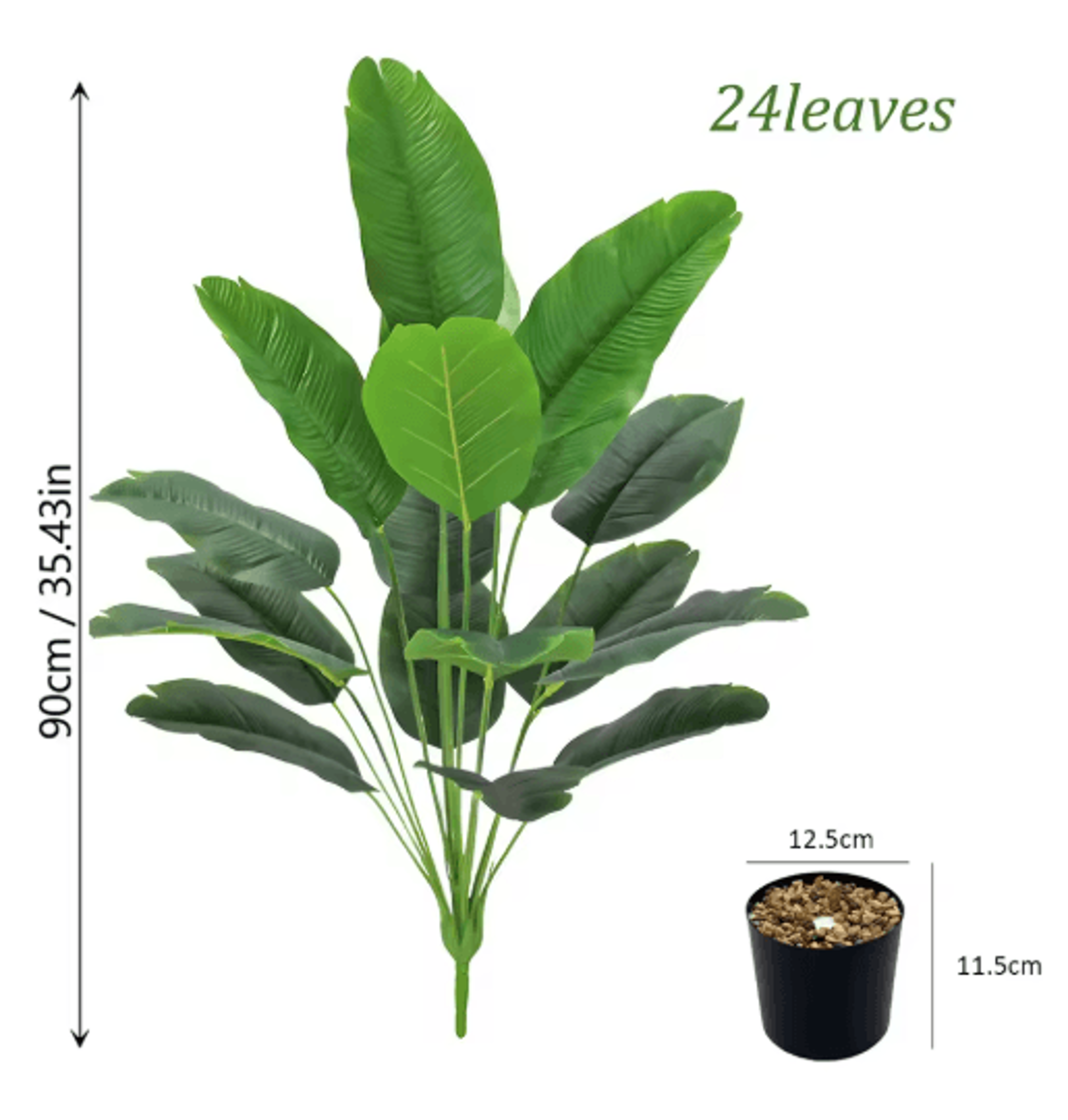 Artificial Areca Palm Plant In Pot Realistic Indoor Outdoor Decorative Fake Palm Tree 24 Leaves 3