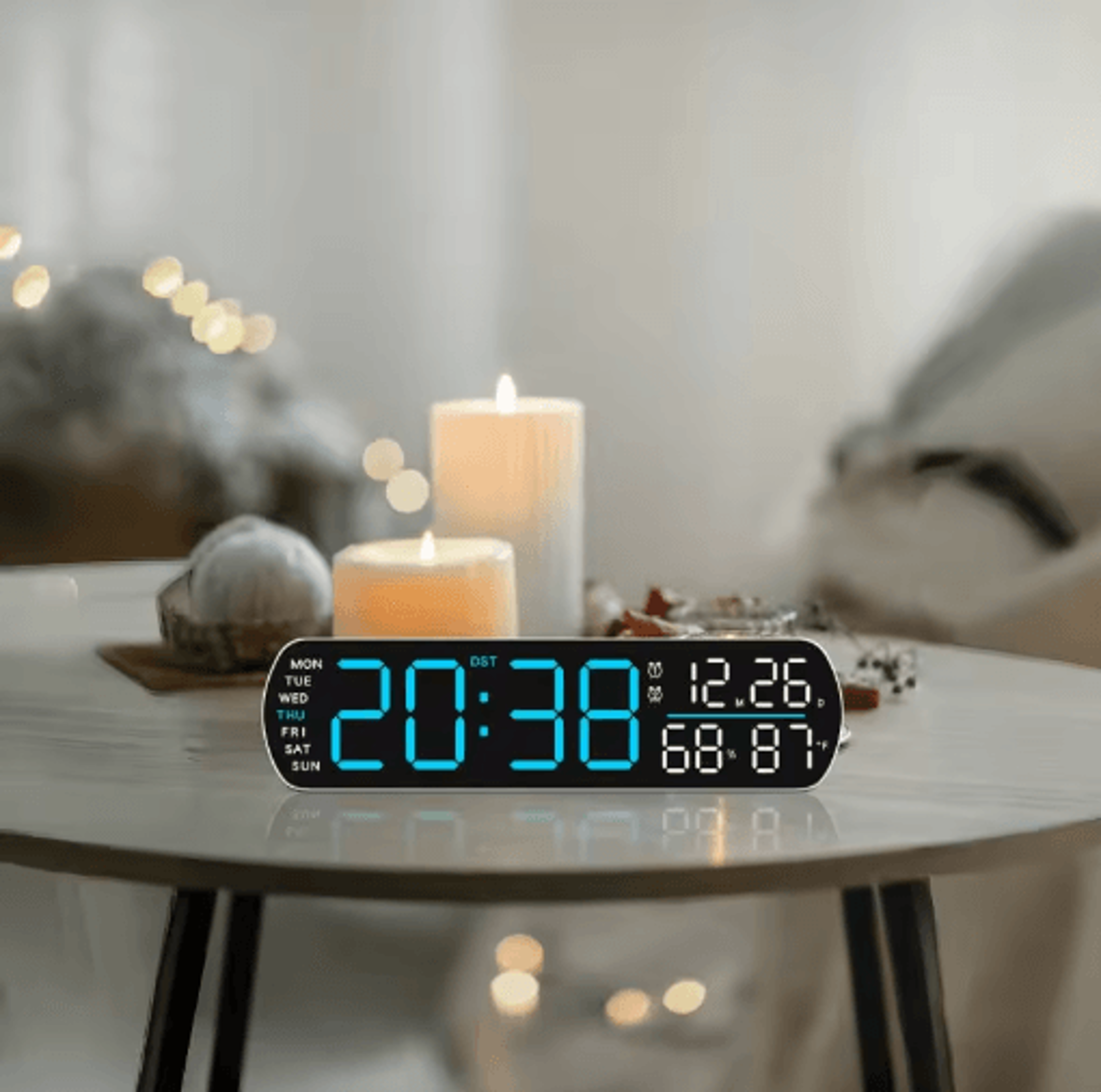 Digital Alarm Clock With Temperature  Humidity LED Auto Dimmable Multifunction Desk Clock 10