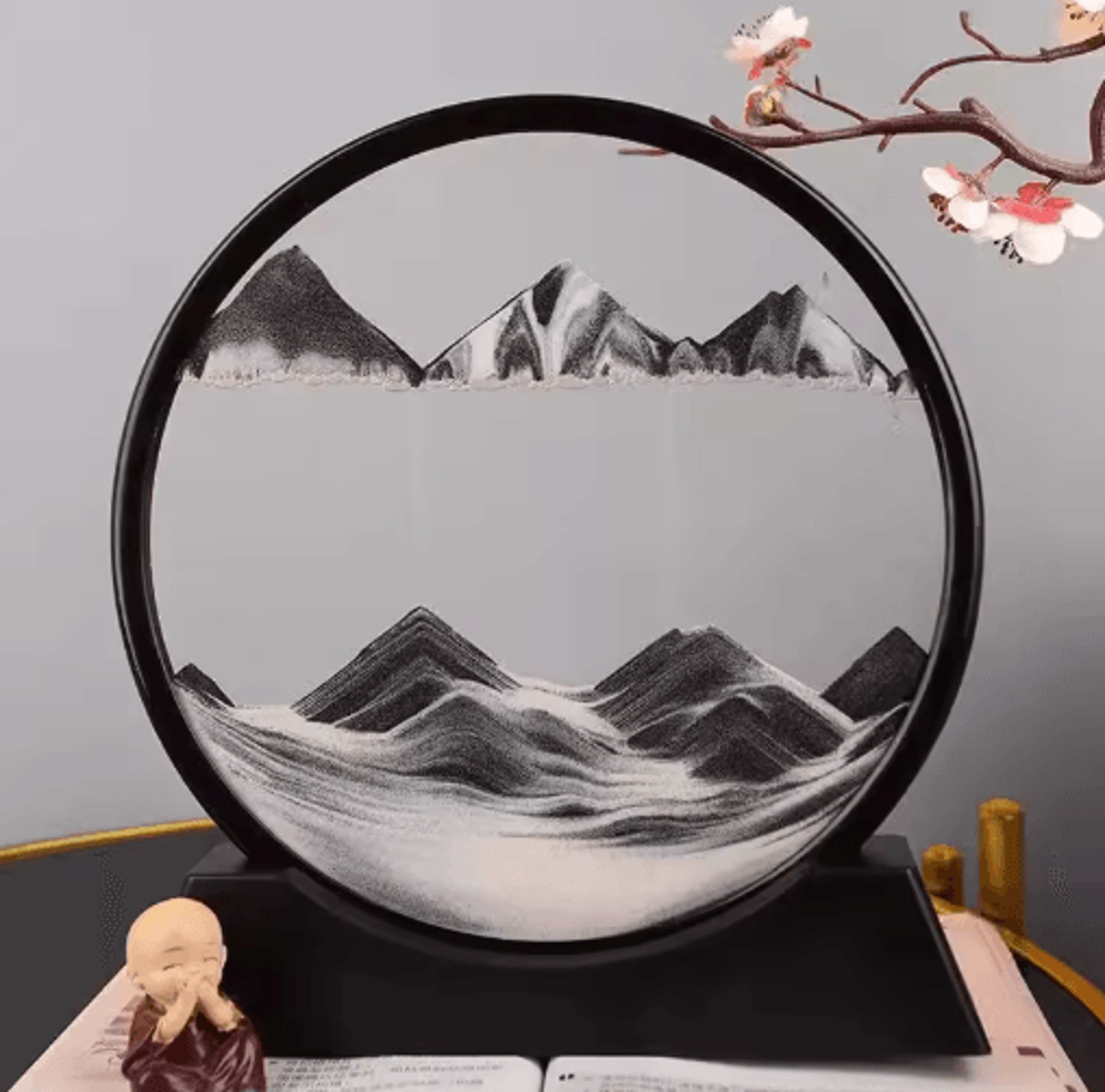 OceanFlow 3D Moving Sand Art Picture  Round Glass Sandscape Decor 4