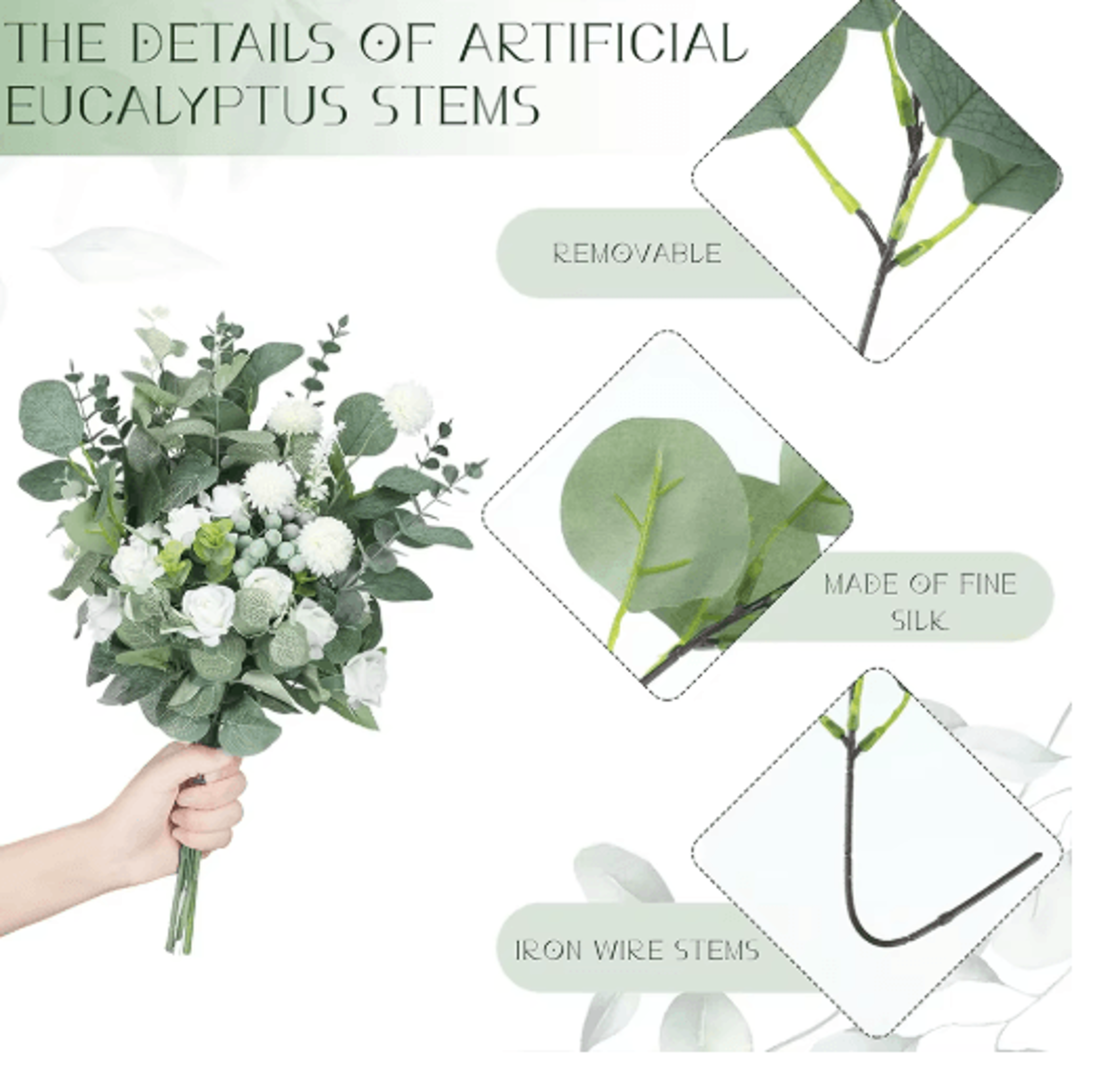 EverGreen Bulk Eucalyptus Stems Set  Mixed Silver Dollar Artificial Leaves 3060120PCS 9