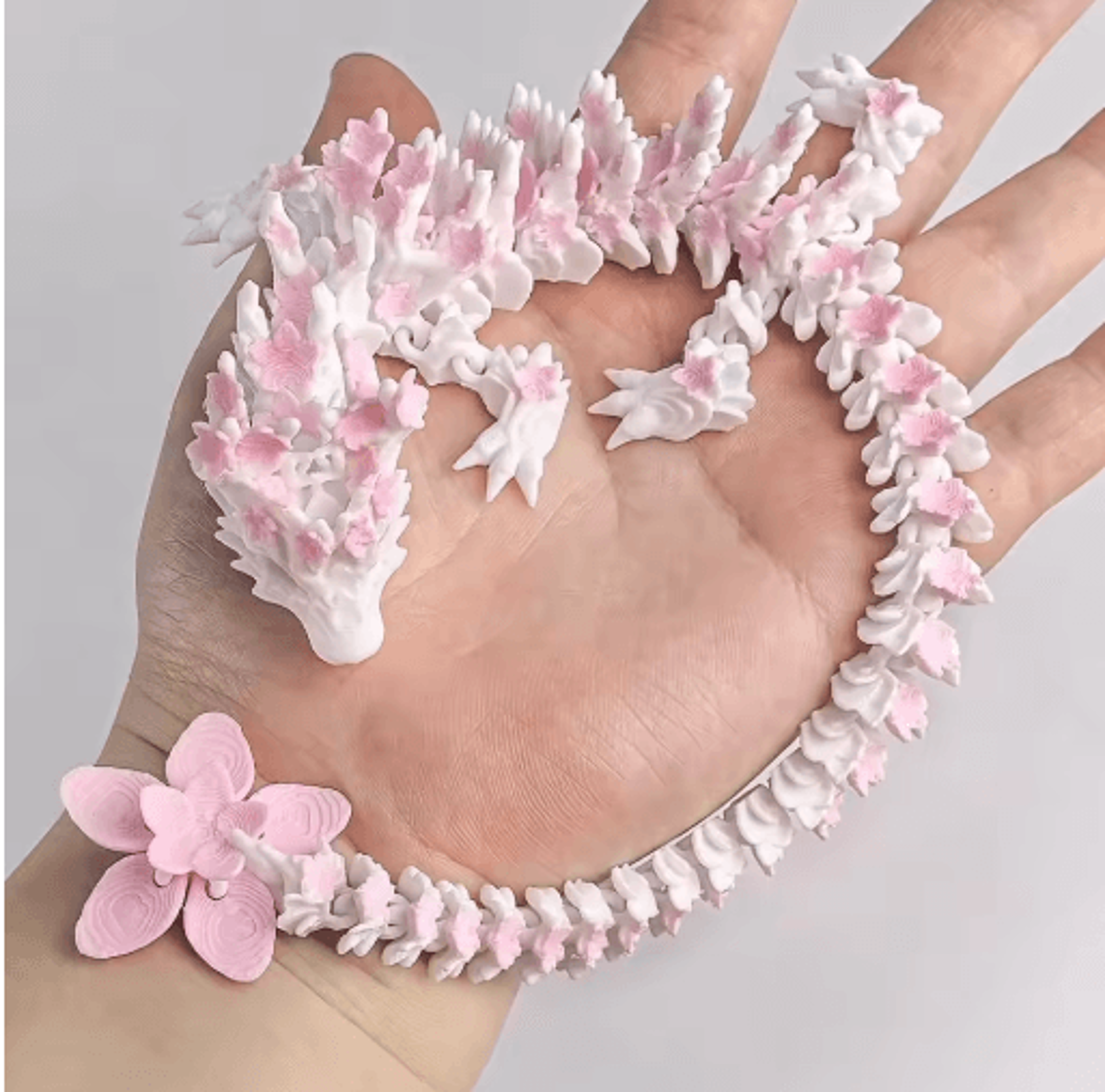 3d printed cherry blossom dragon articulated love dragon desk decor