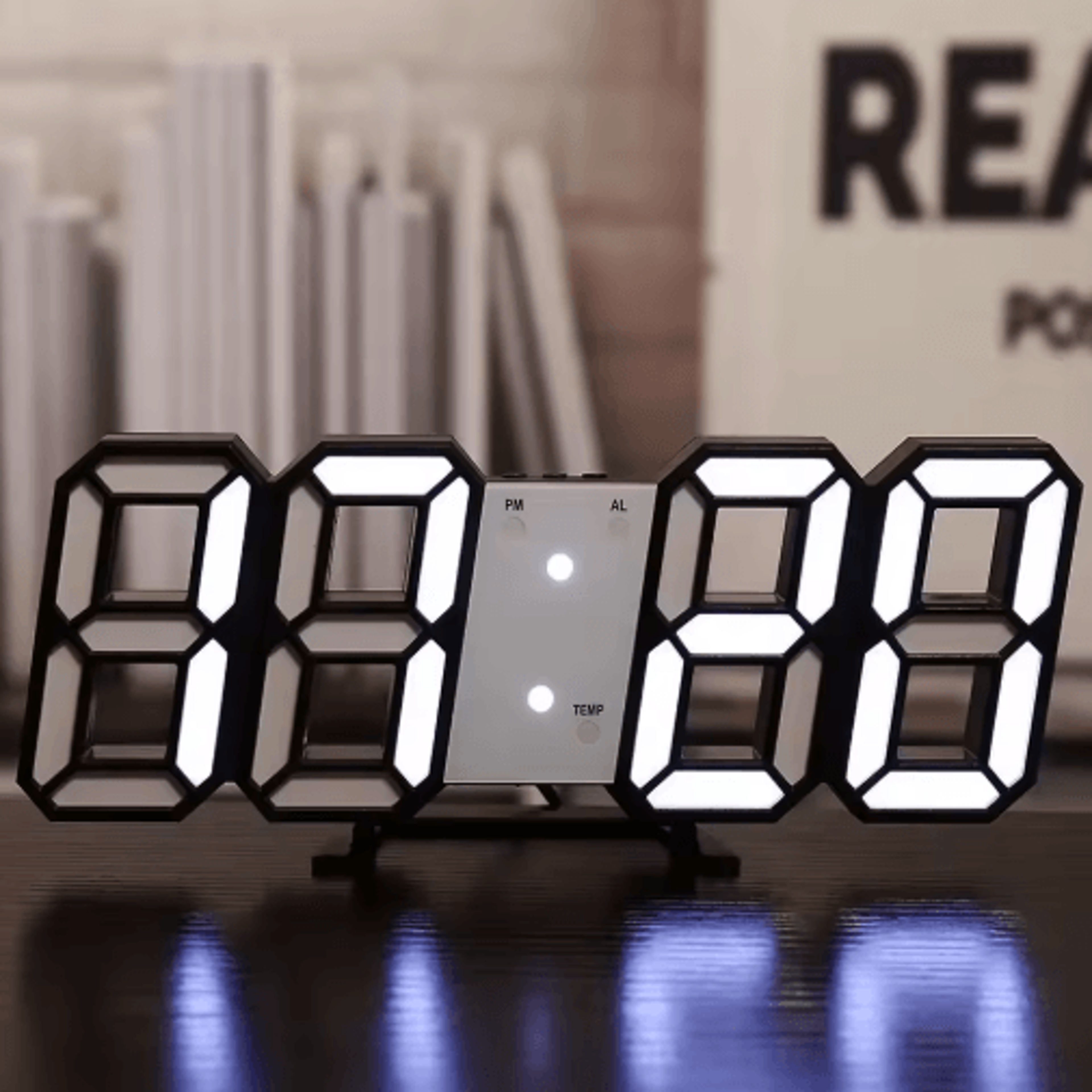 3D LED Digital Wall Clock  Adjustable Glow Night Mode Home Decor Display 3