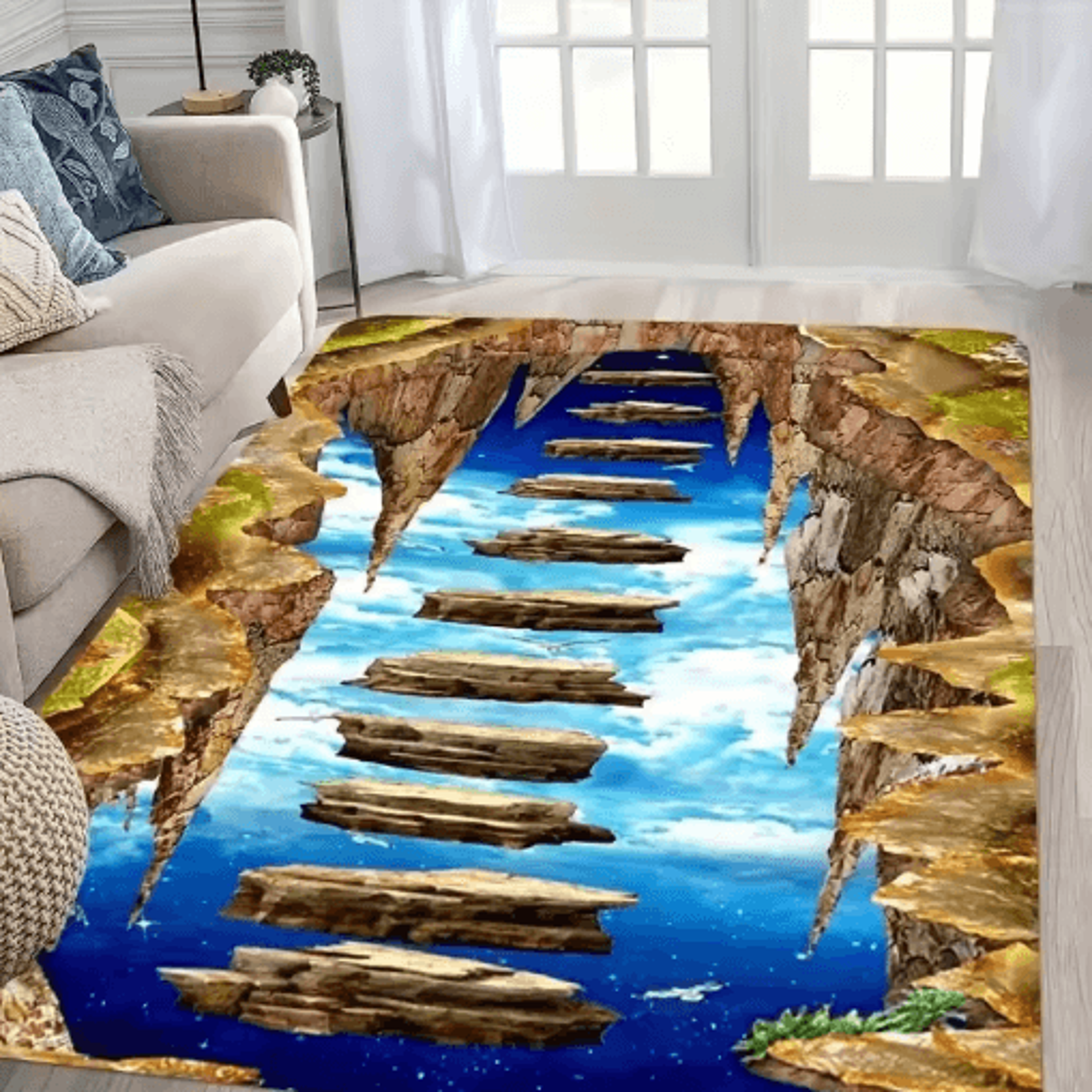 3D Desert Crack Rug  NonSlip Machine Washable Abstract Floor Carpet 1