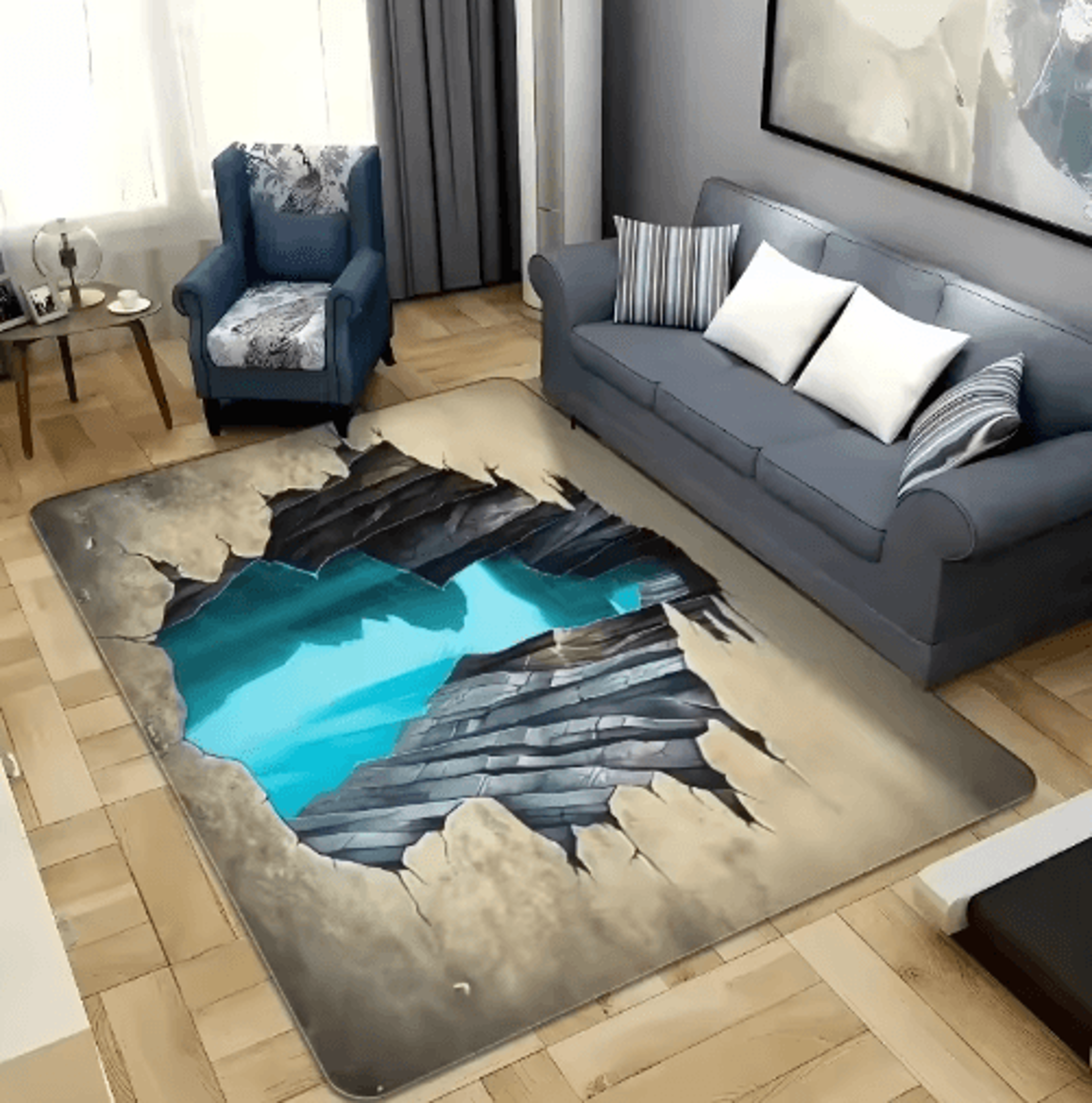 3D Desert Crack Rug  NonSlip Machine Washable Abstract Floor Carpet 8
