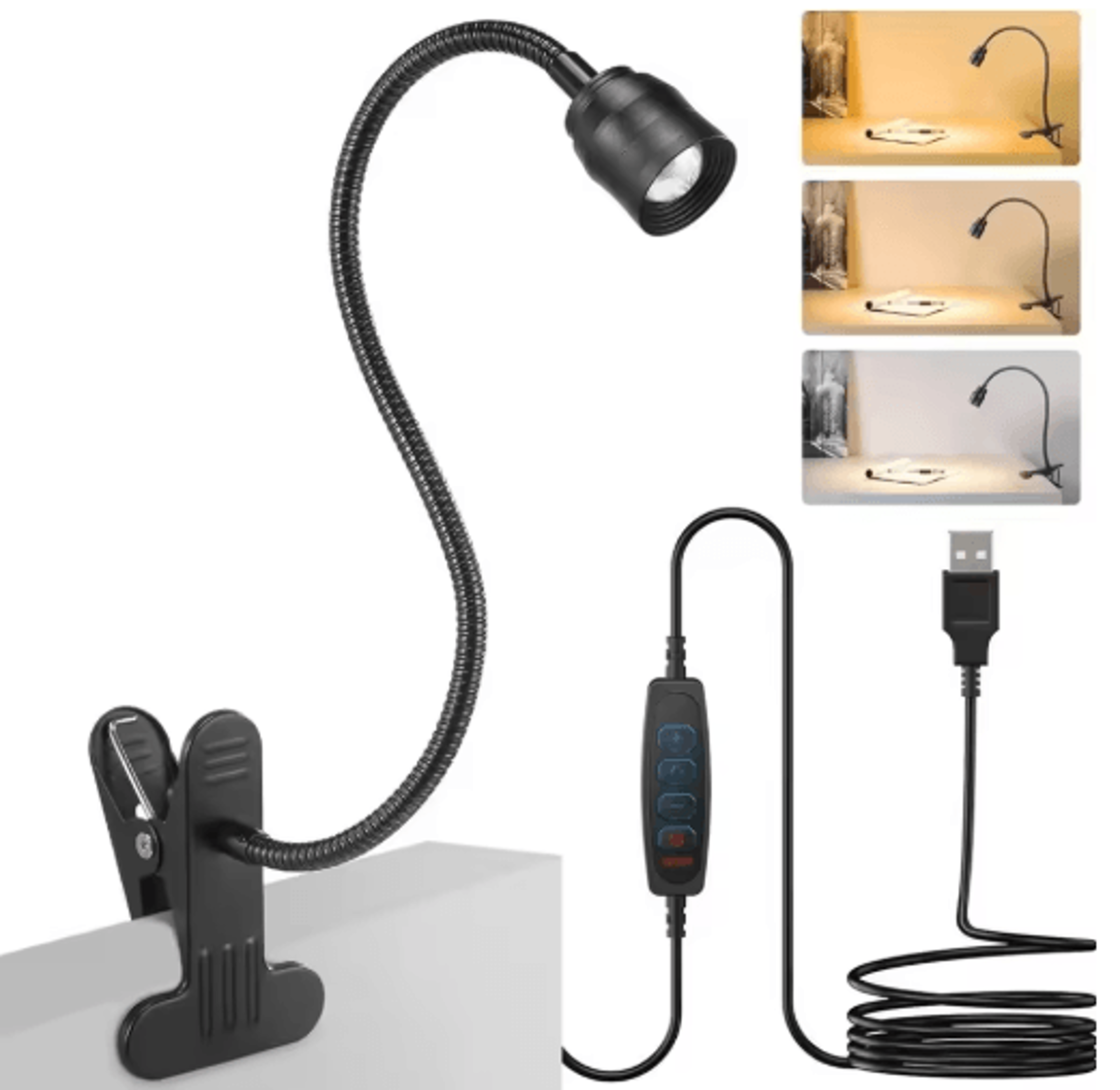 LED Reading Light  USB ClipOn Book Light With Flexible Gooseneck  Adjustable Brightness 1