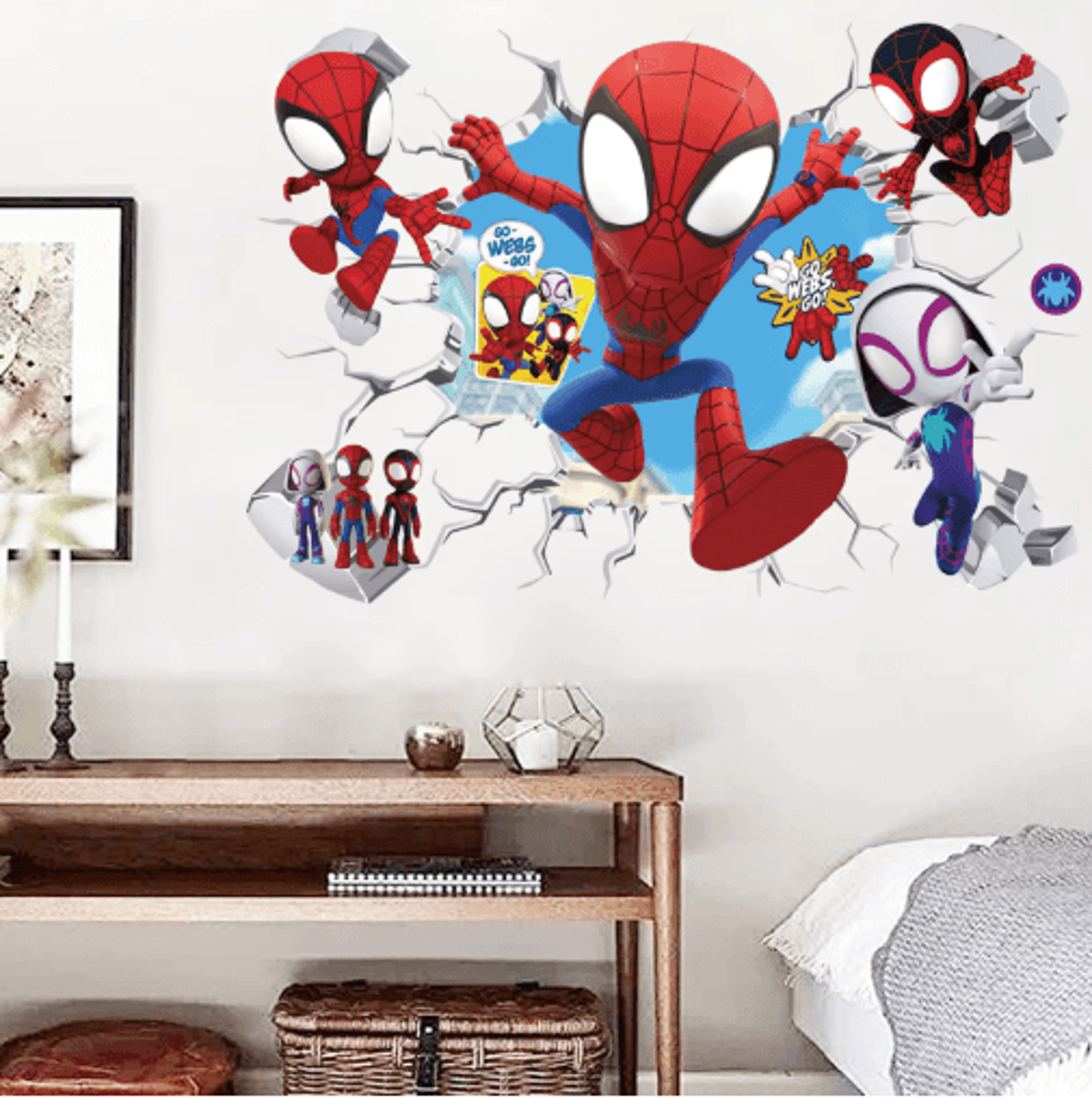 Spiderman Wall Stickers  Cute Superhero PVC Wall Decals For Kids Room Decor 8